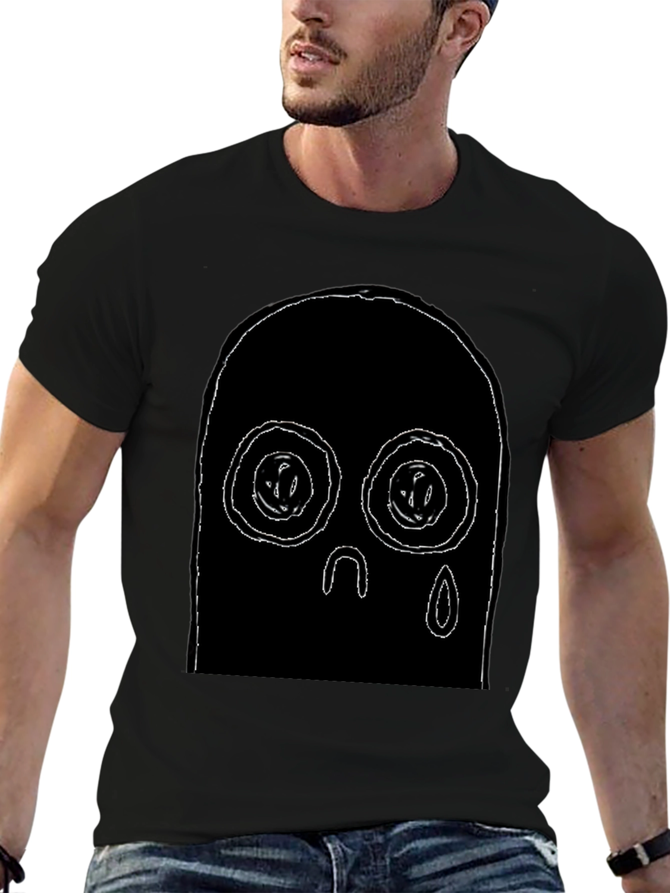 Abstract Face Black T-Shirt