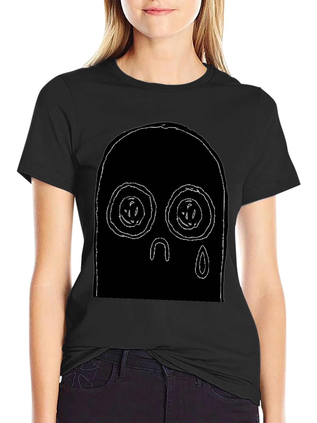 Abstract Face Black T-Shirt