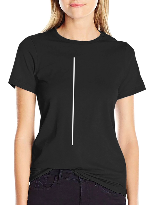 Minimalist Black T-Shirt with Single White Line Design