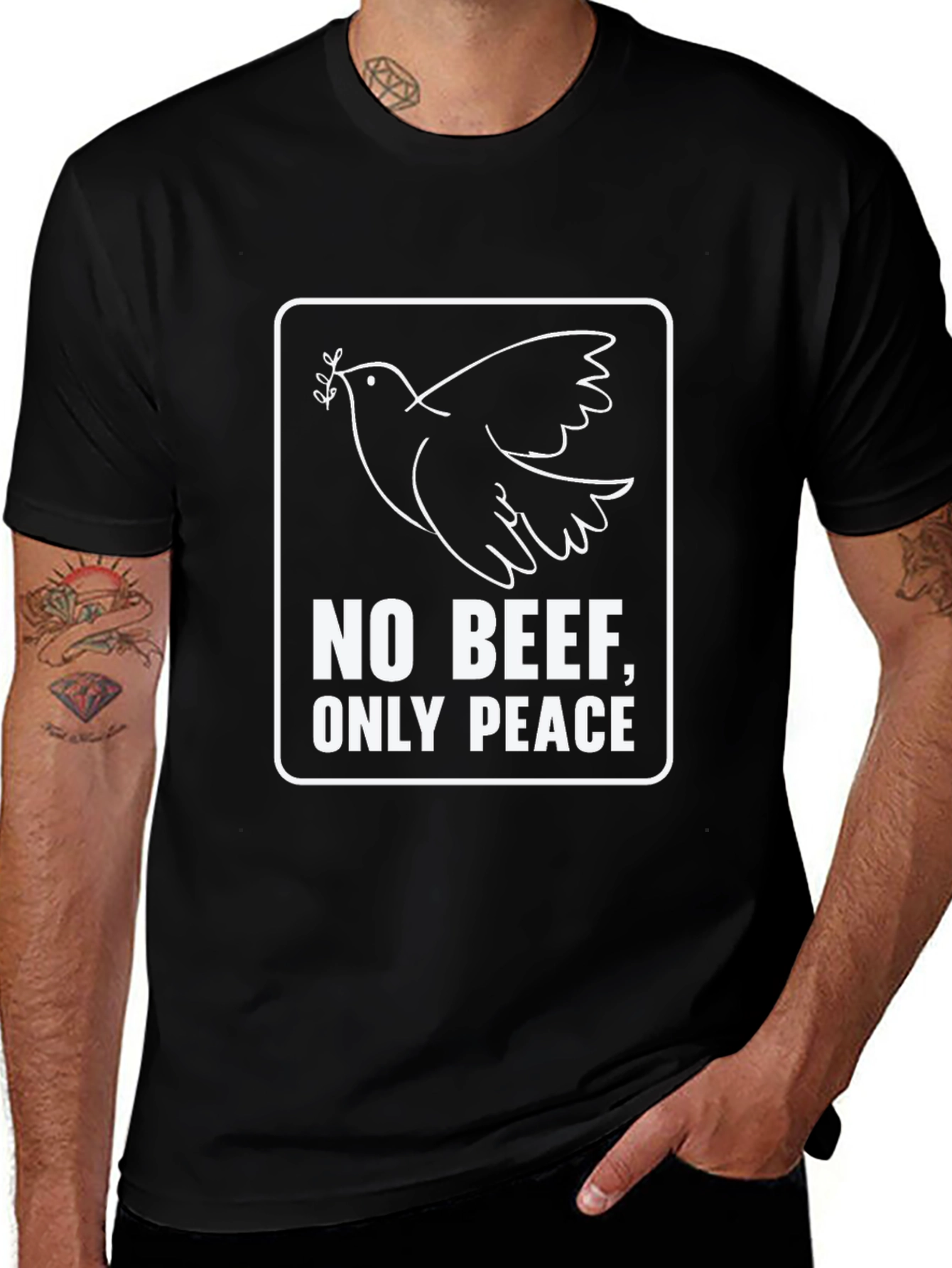 No Beef Only Peace Black T-Shirt
