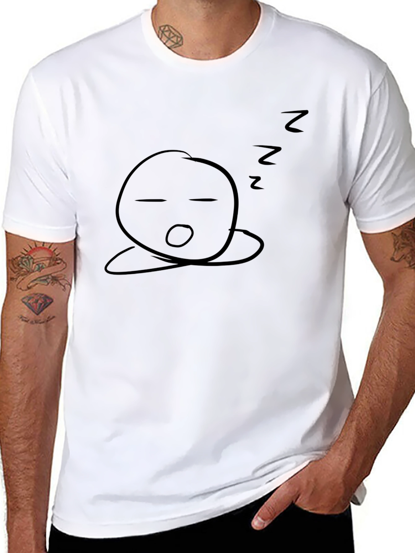 Sleeping Character Black T-Shirt - Casual Comfort