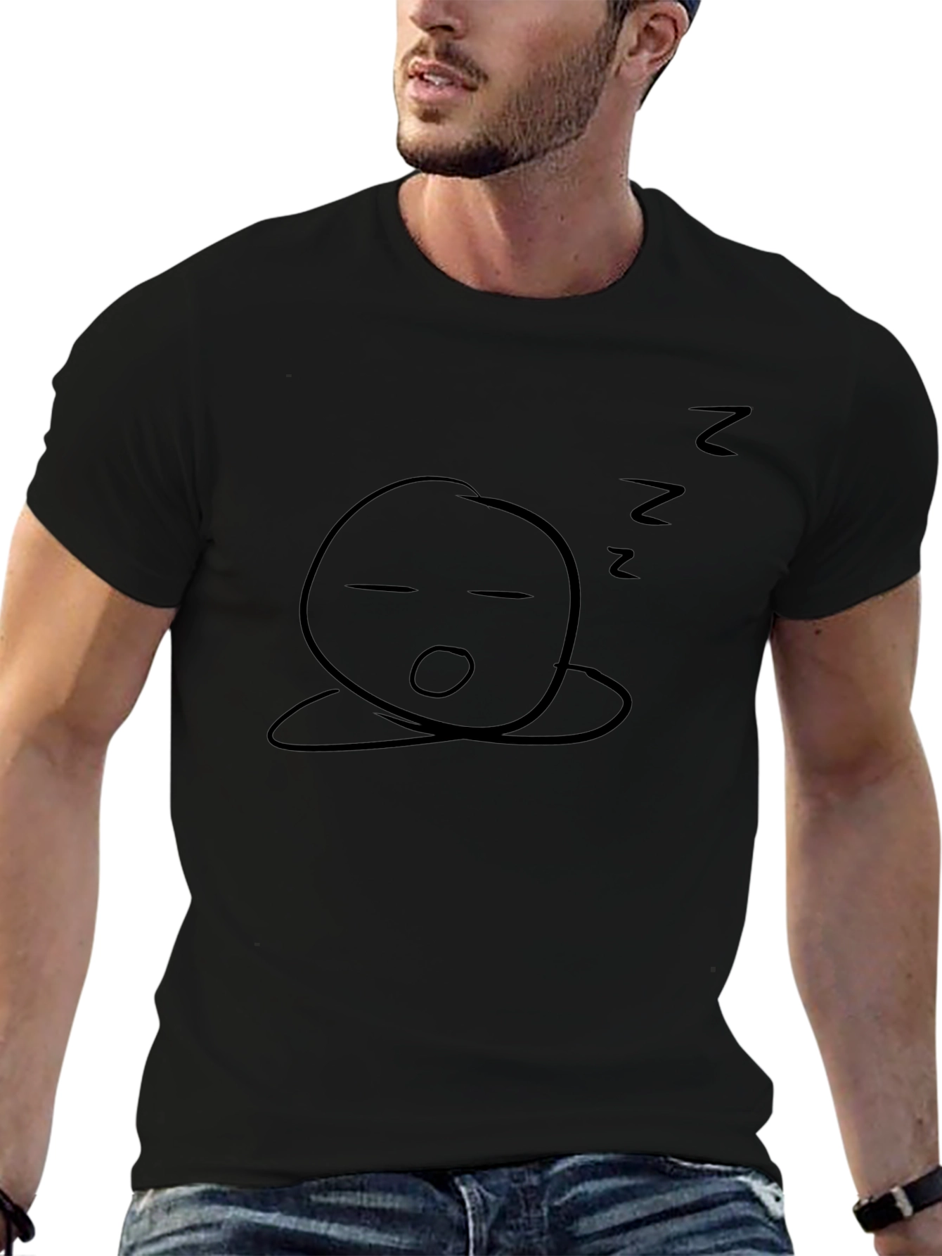 Sleeping Character Black T-Shirt - Casual Comfort
