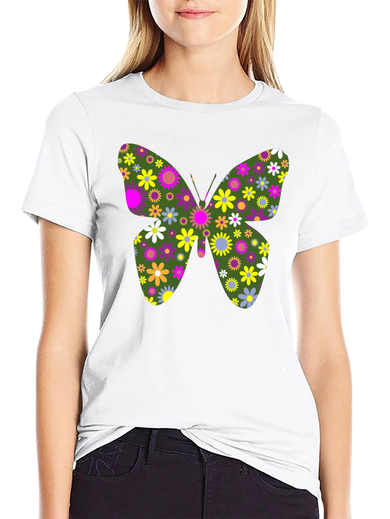 Floral Butterfly Graphic T-Shirt - Unisex