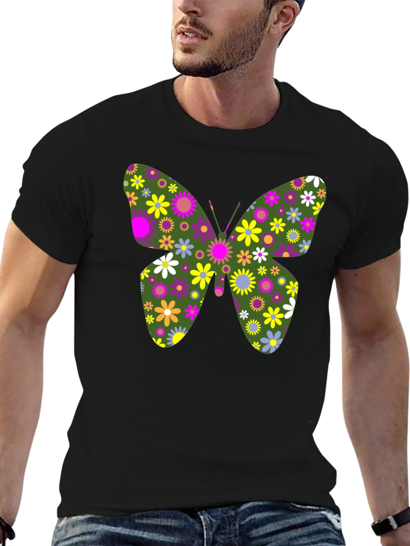 Floral Butterfly Graphic T-Shirt - Unisex