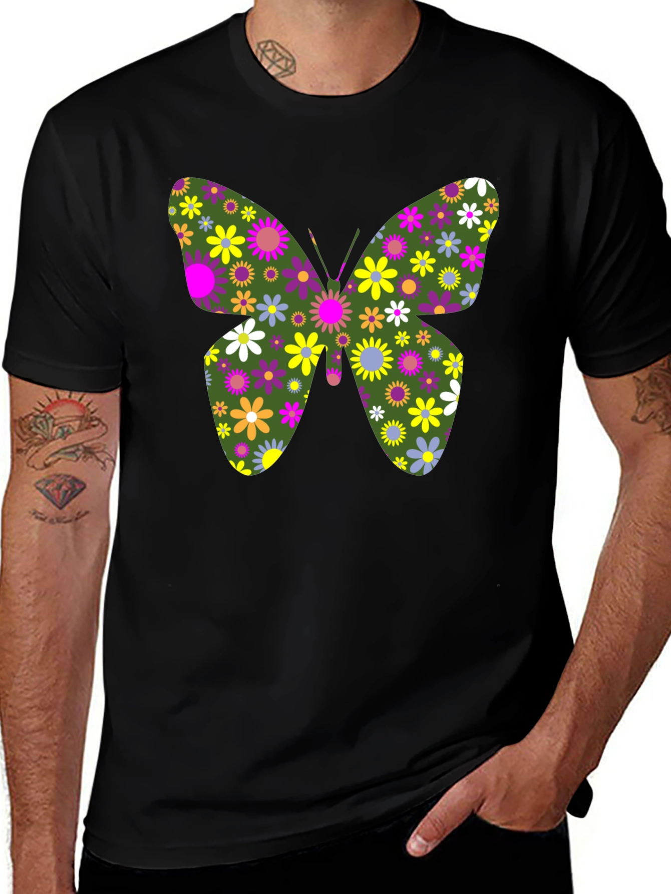 Floral Butterfly Graphic T-Shirt - Unisex