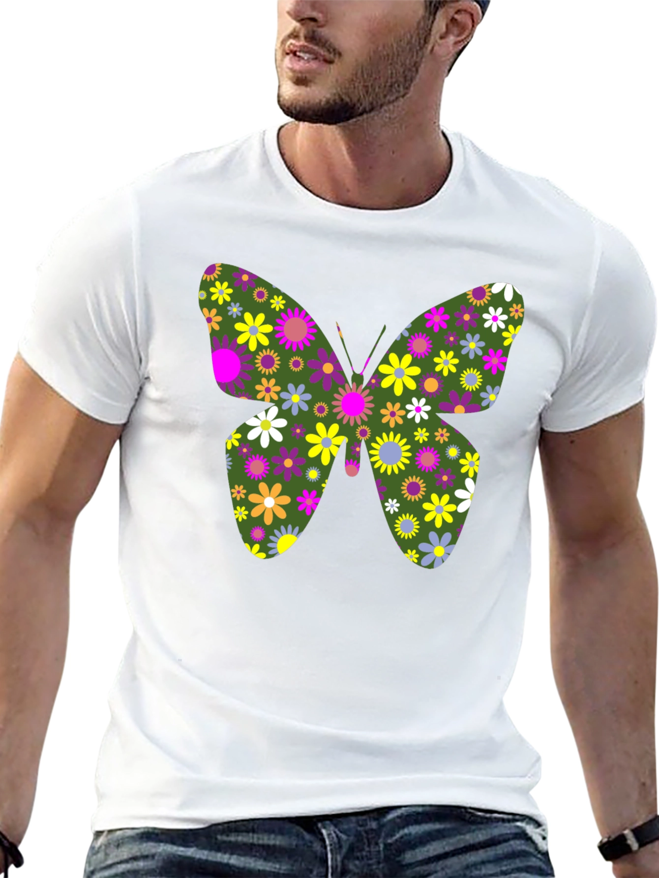 Floral Butterfly Graphic T-Shirt - Unisex