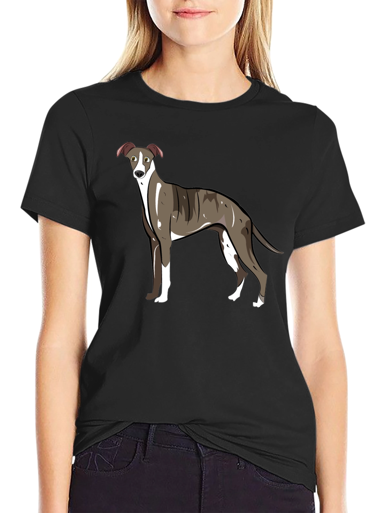 Whippet Dog Graphic T-Shirt - Unisex Black Tee