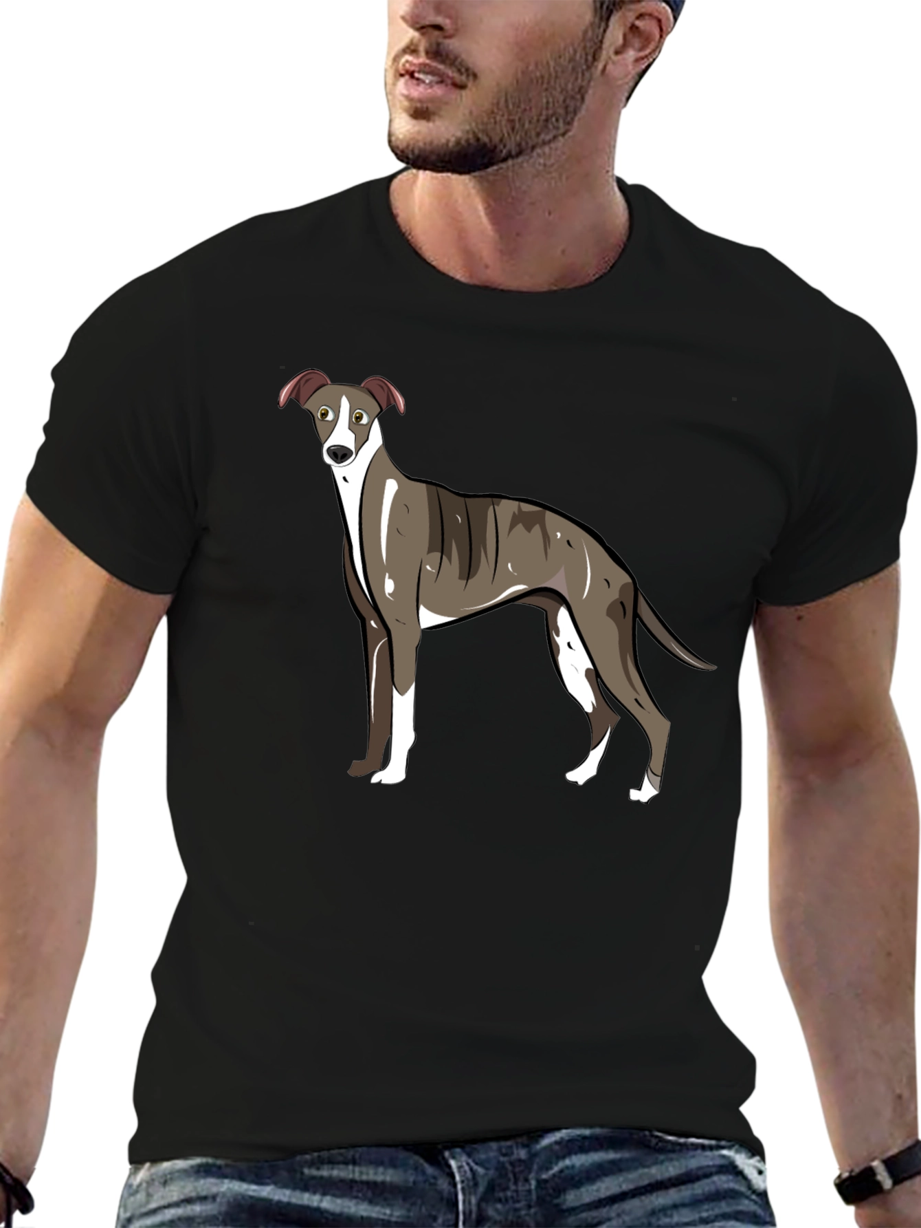 Whippet Dog Graphic T-Shirt - Unisex Black Tee