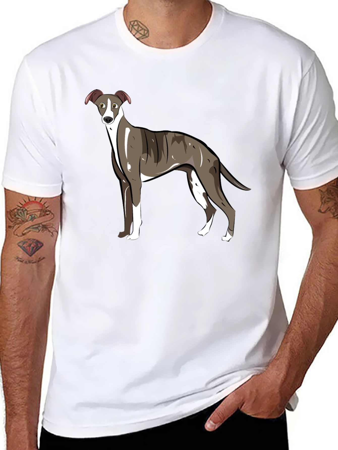 Whippet Dog Graphic T-Shirt - Unisex Black Tee