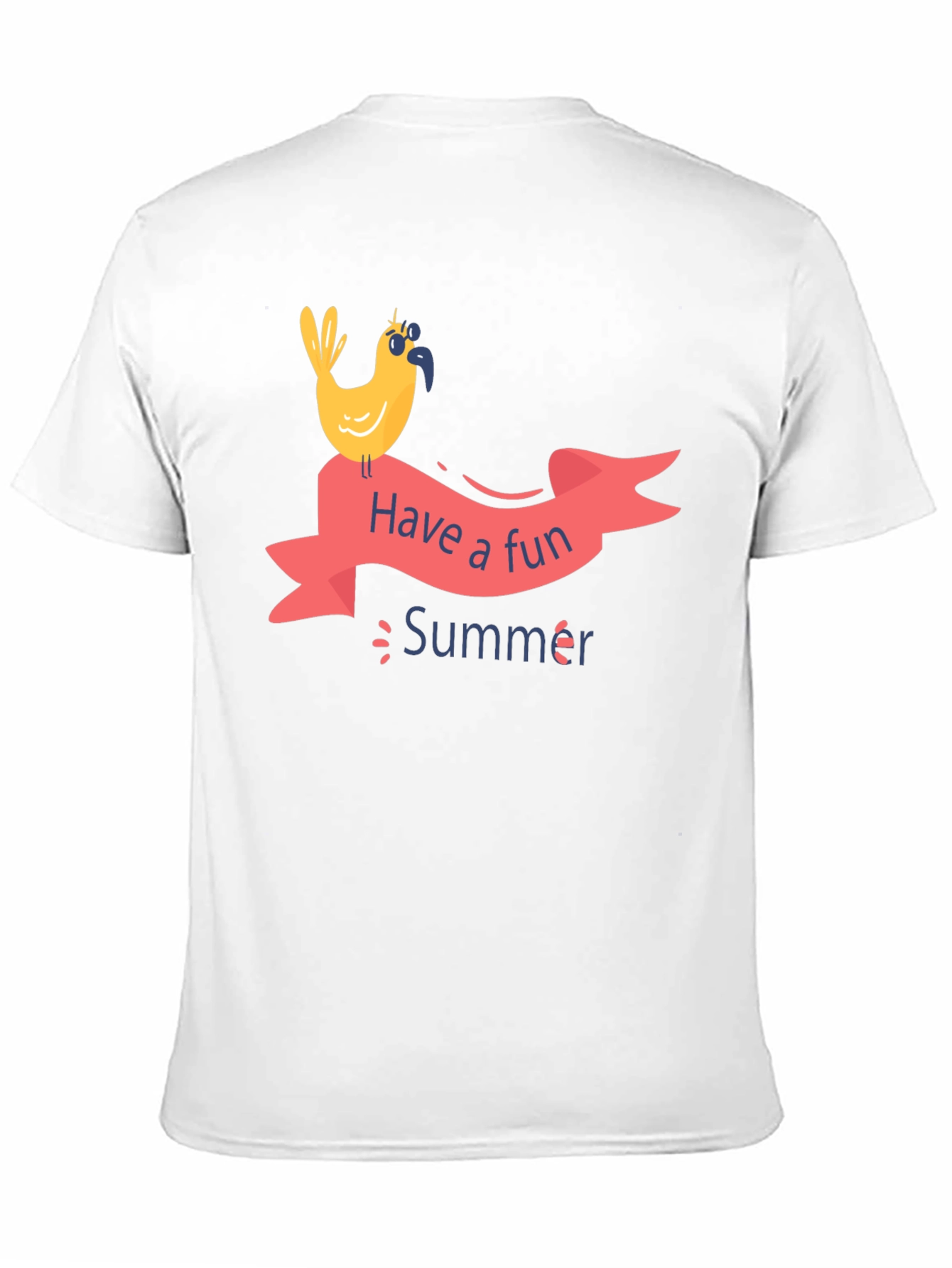 Fun Summer Bird Graphic T-Shirt - Black