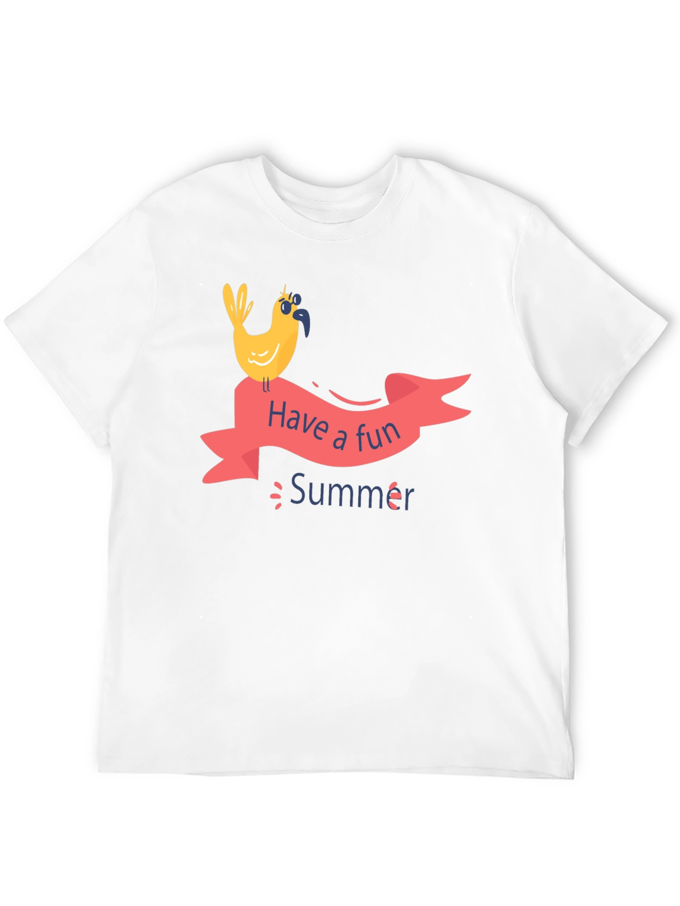 Fun Summer Bird Graphic T-Shirt - Black