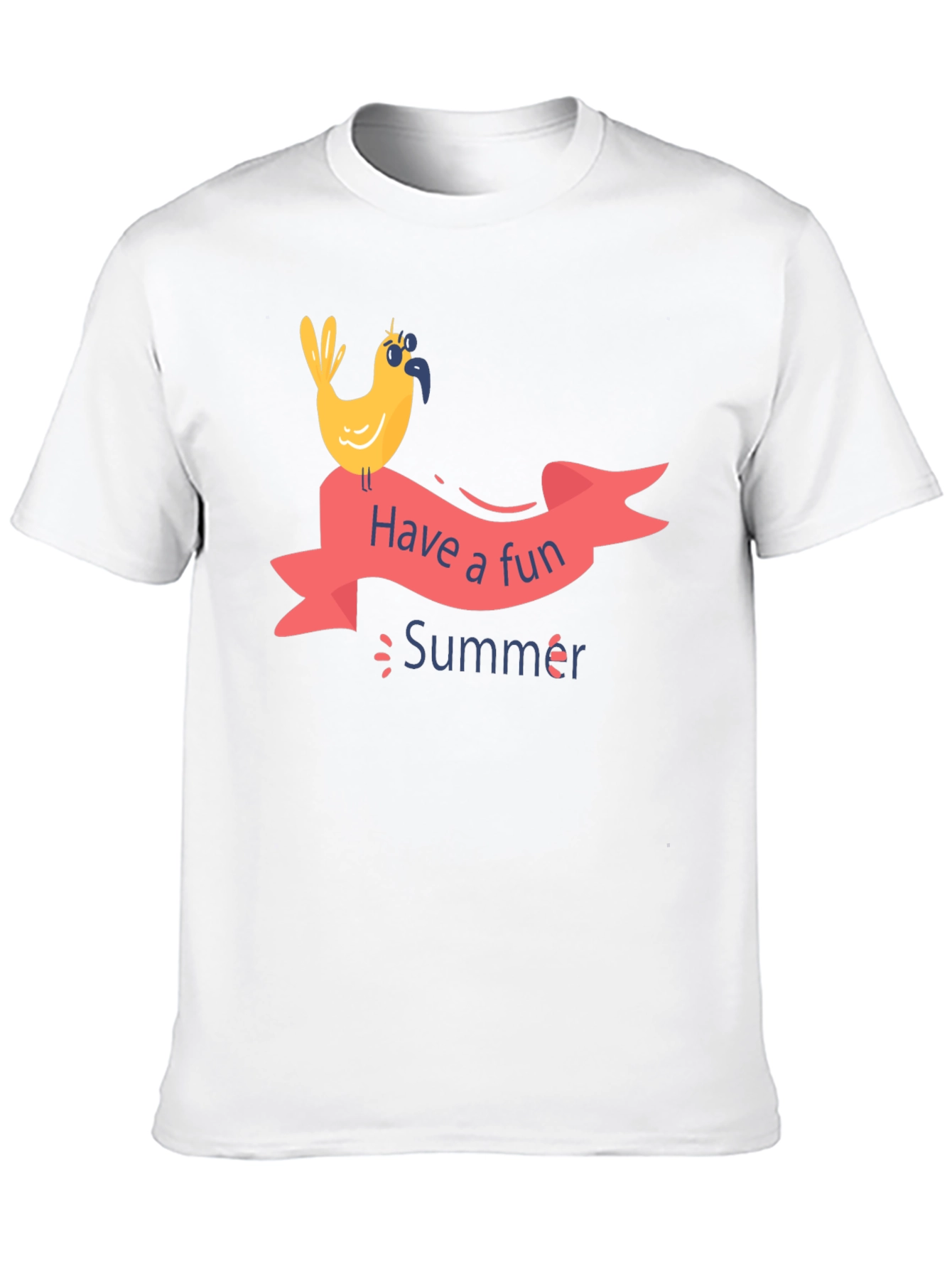 Fun Summer Bird Graphic T-Shirt - Black