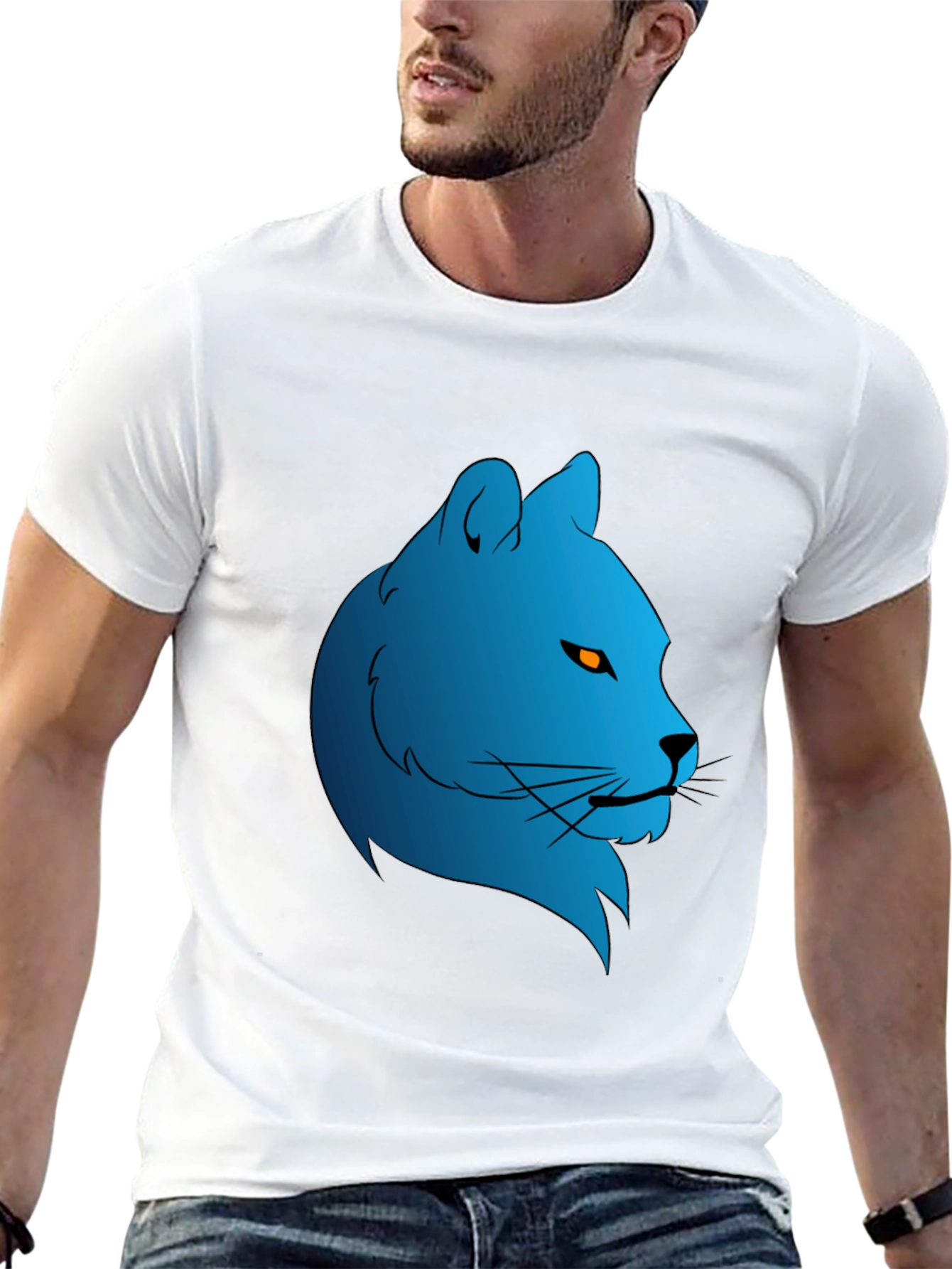 Blue Lion Graphic Black Tee - Stylish & Unique