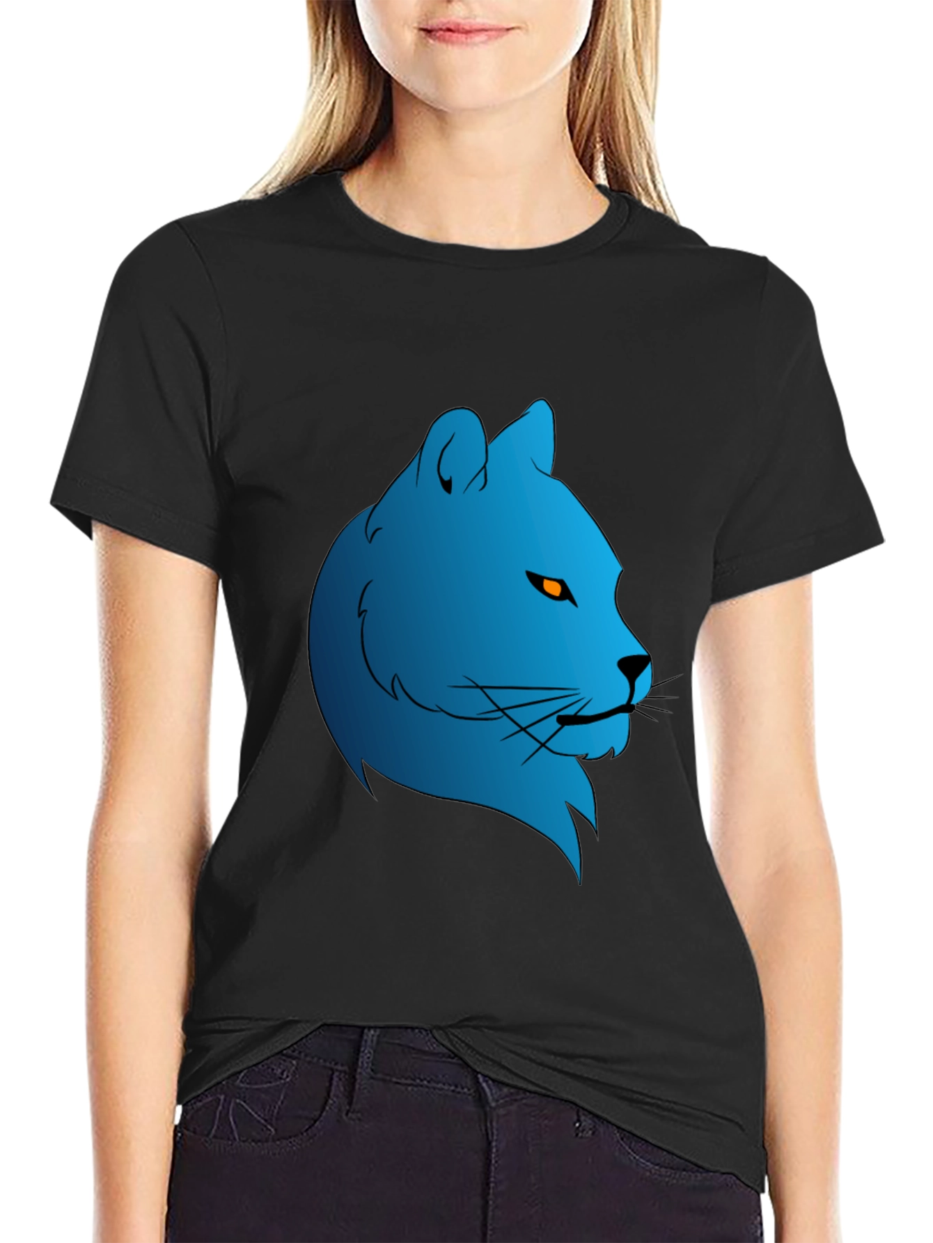 Blue Lion Graphic Black Tee - Stylish & Unique