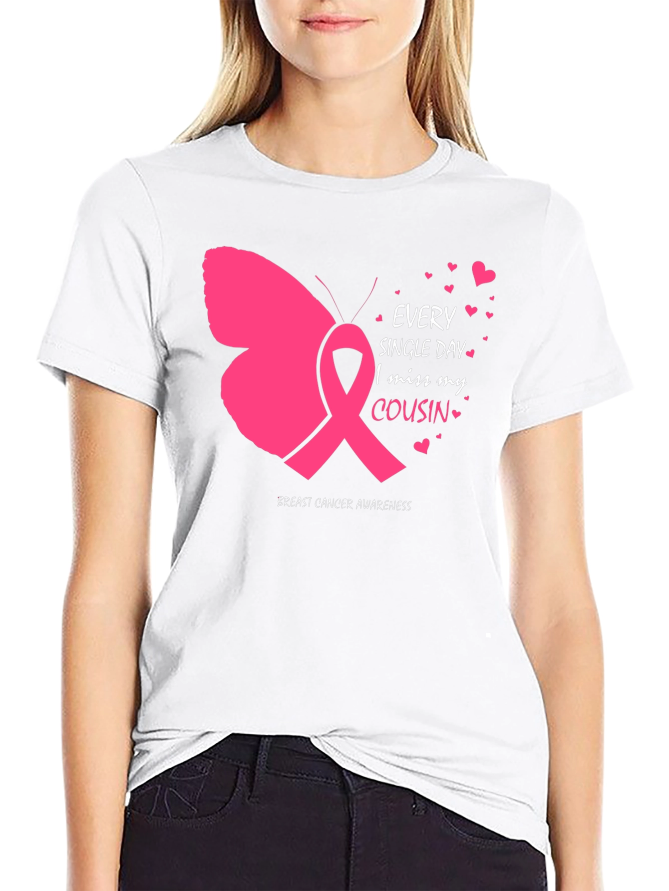 Breast Cancer Awareness Cousin Butterfly T-Shirt
