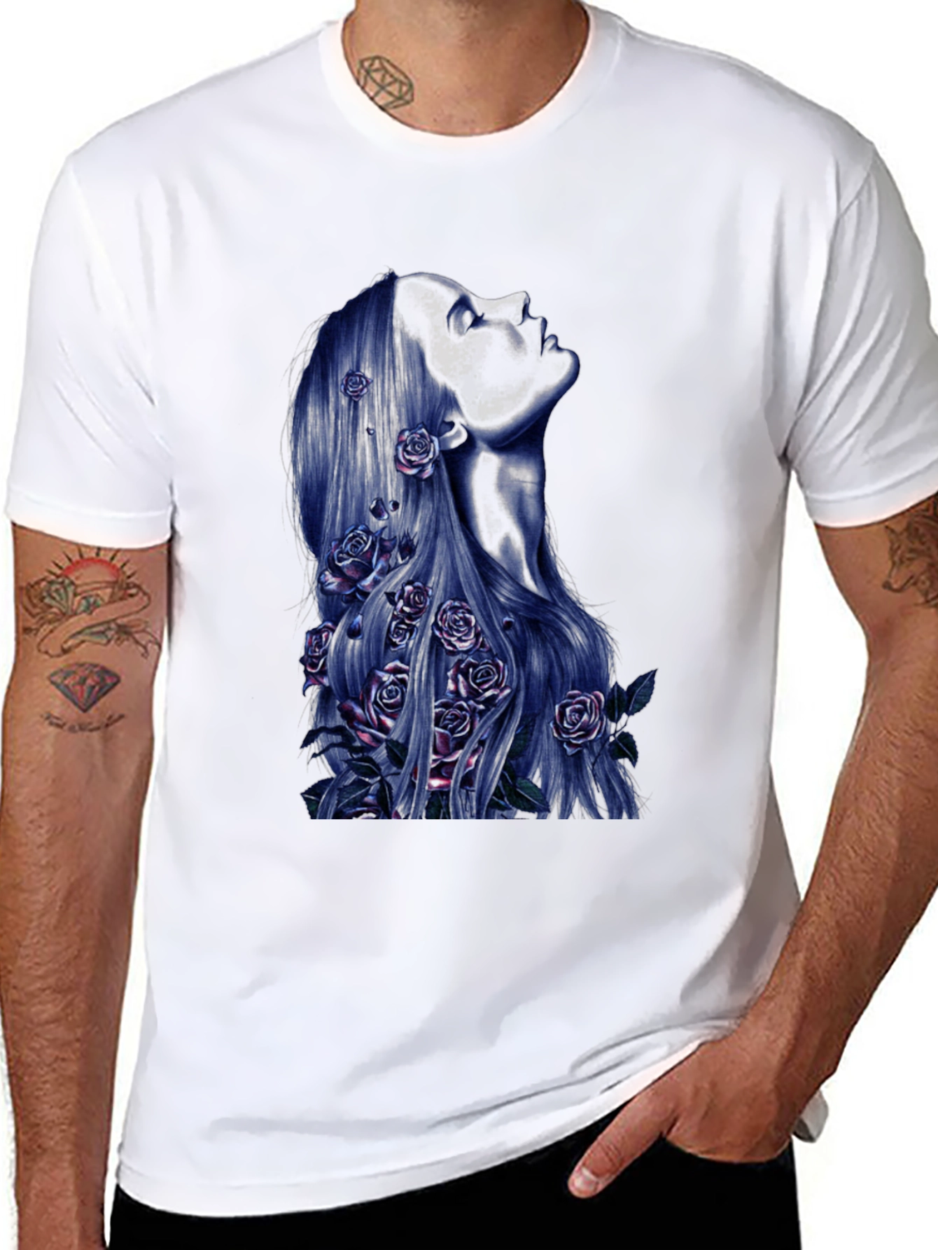 Floral Silhouette Graphic Tee - Black Unisex T-Shirt