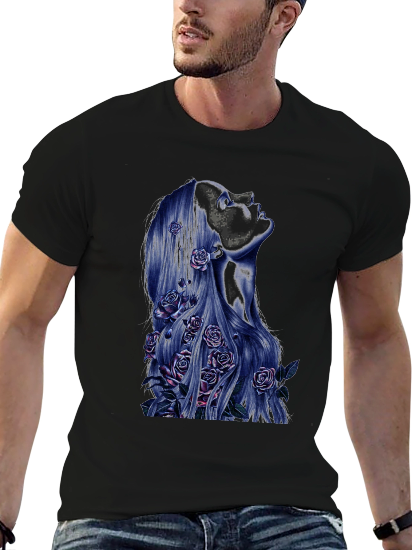 Floral Silhouette Graphic Tee - Black Unisex T-Shirt