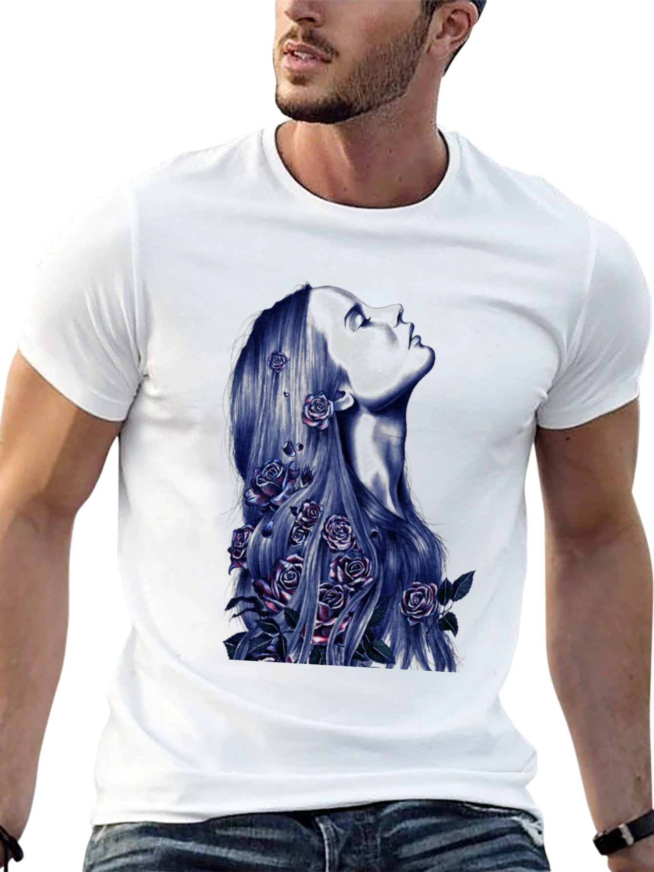 Floral Silhouette Graphic Tee - Black Unisex T-Shirt