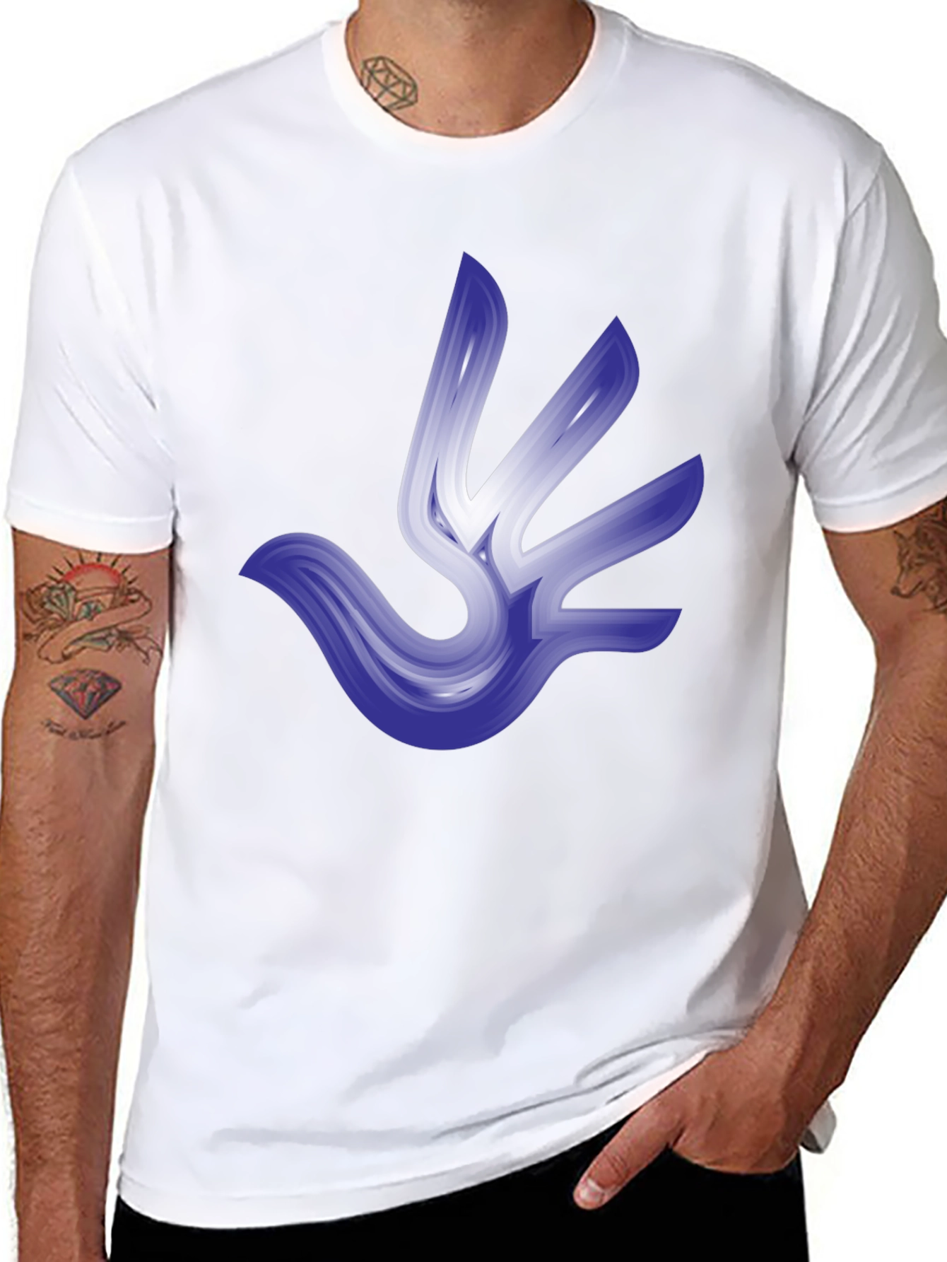 Abstract Bird Graphic Tee - Stylish Black T-Shirt
