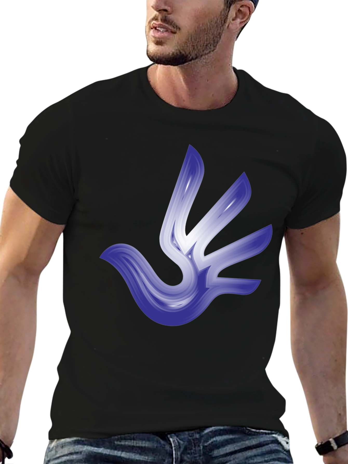 Abstract Bird Graphic Tee - Stylish Black T-Shirt