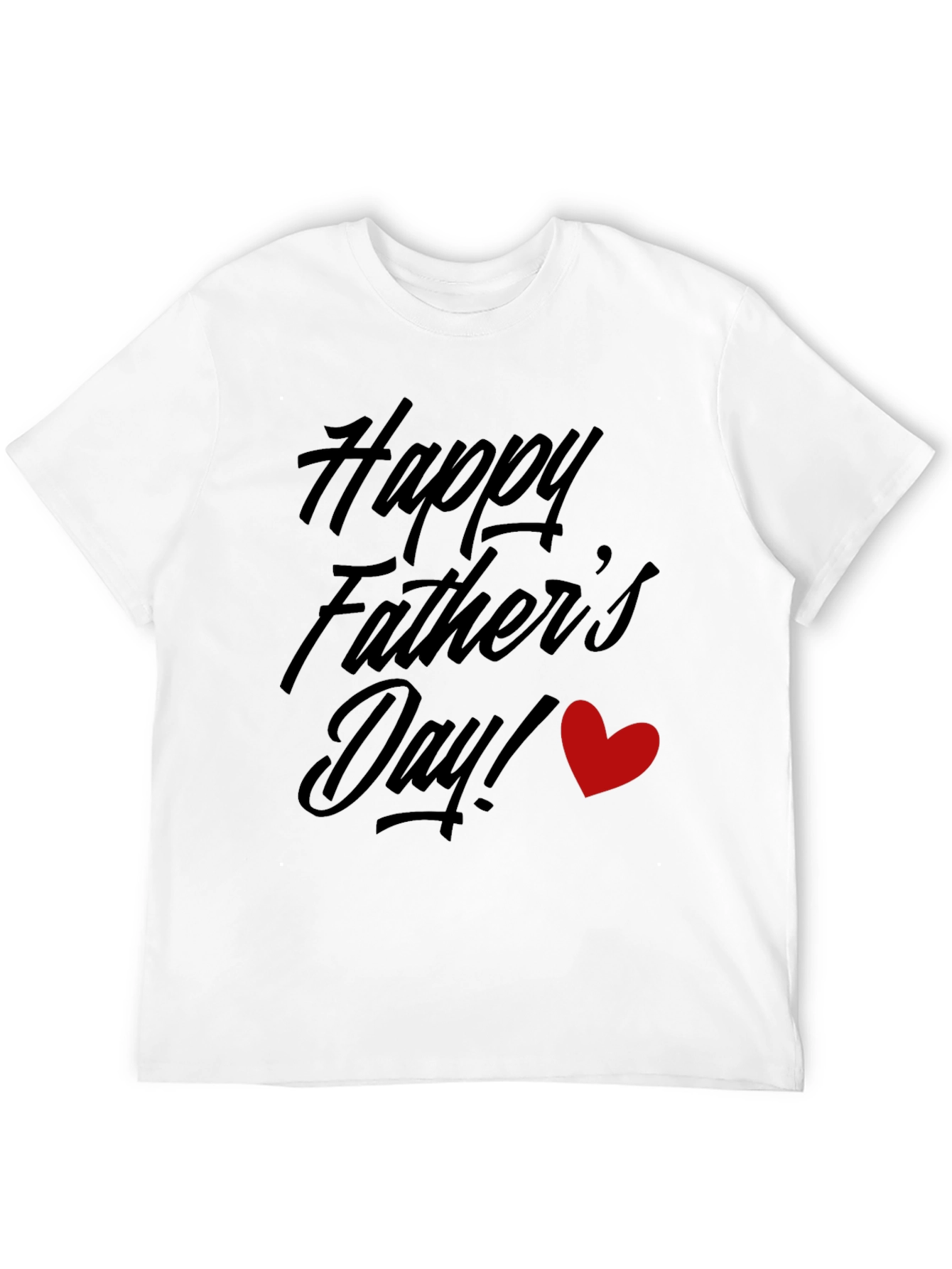 Happy Fathers Day Black T-Shirt with Red Heart