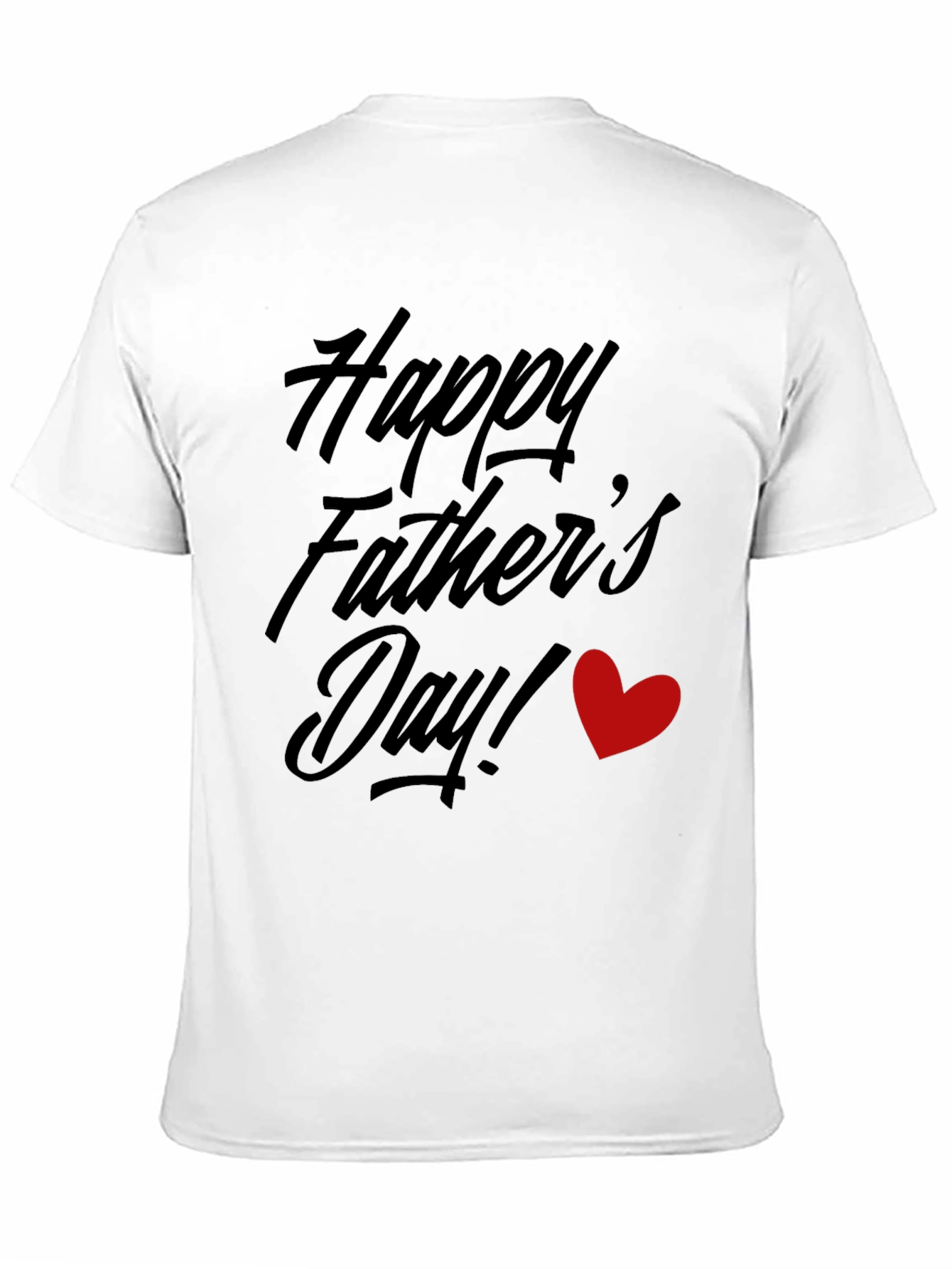 Happy Fathers Day Black T-Shirt with Red Heart