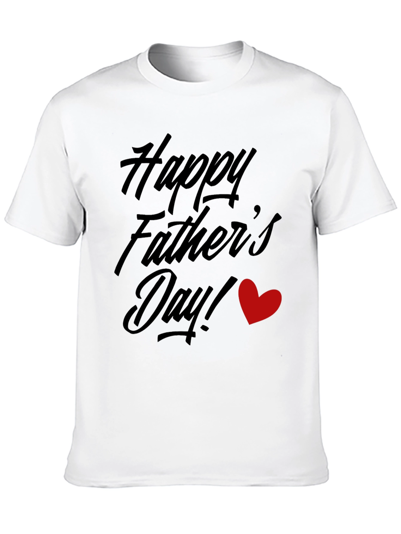 Happy Fathers Day Black T-Shirt with Red Heart