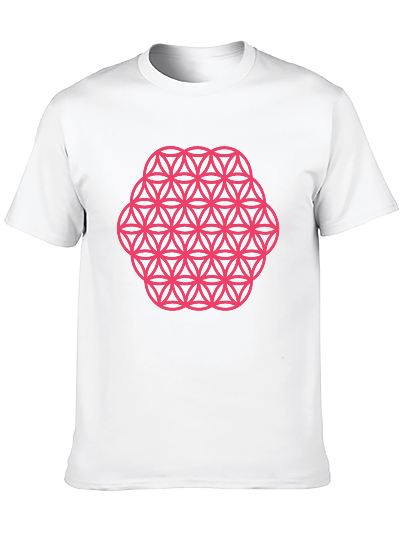 Mens Black T-Shirt with Pink Flower of Life Graphic