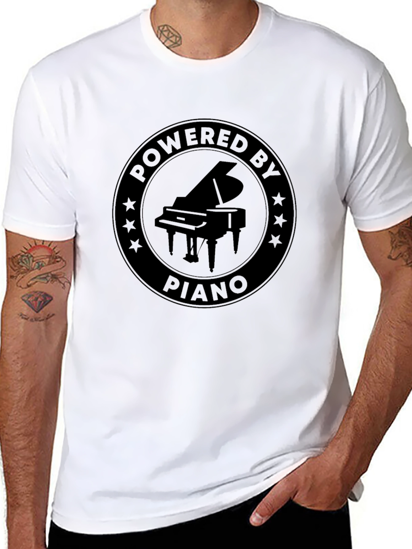 Powered by Piano Black Graphic T-Shirt