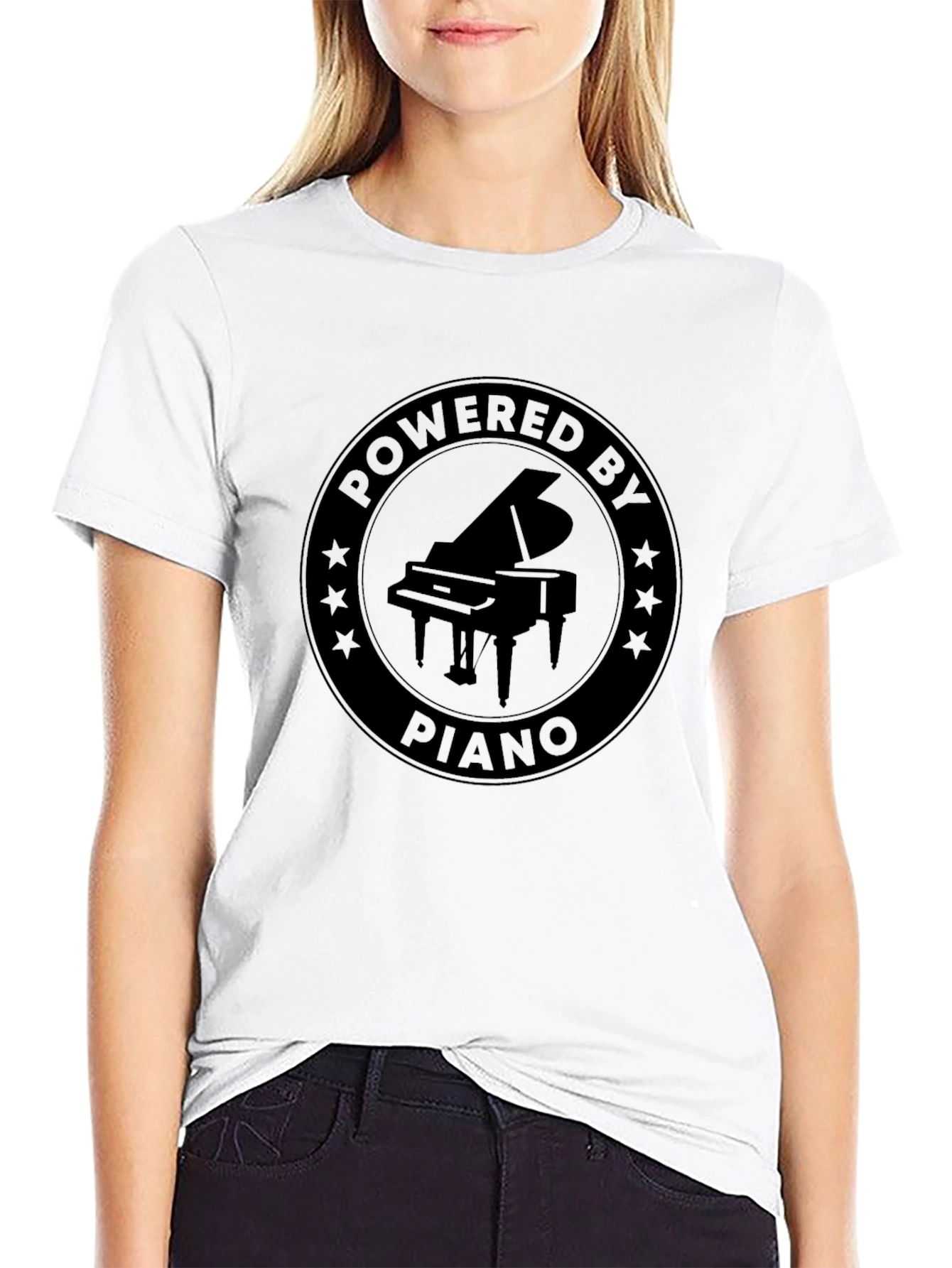 Powered by Piano Black Graphic T-Shirt