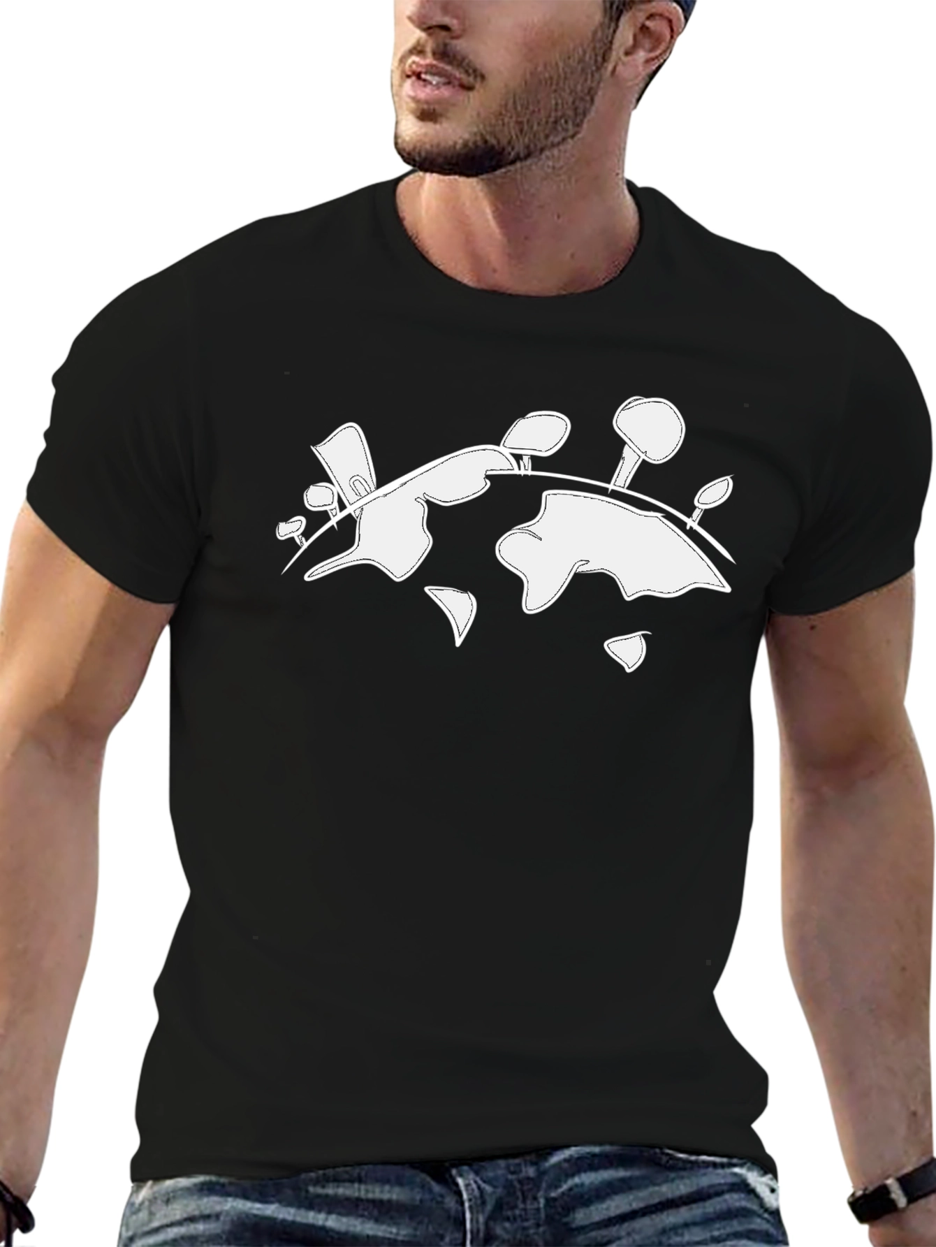 Abstract Graphic Print Mens Black T-Shirt