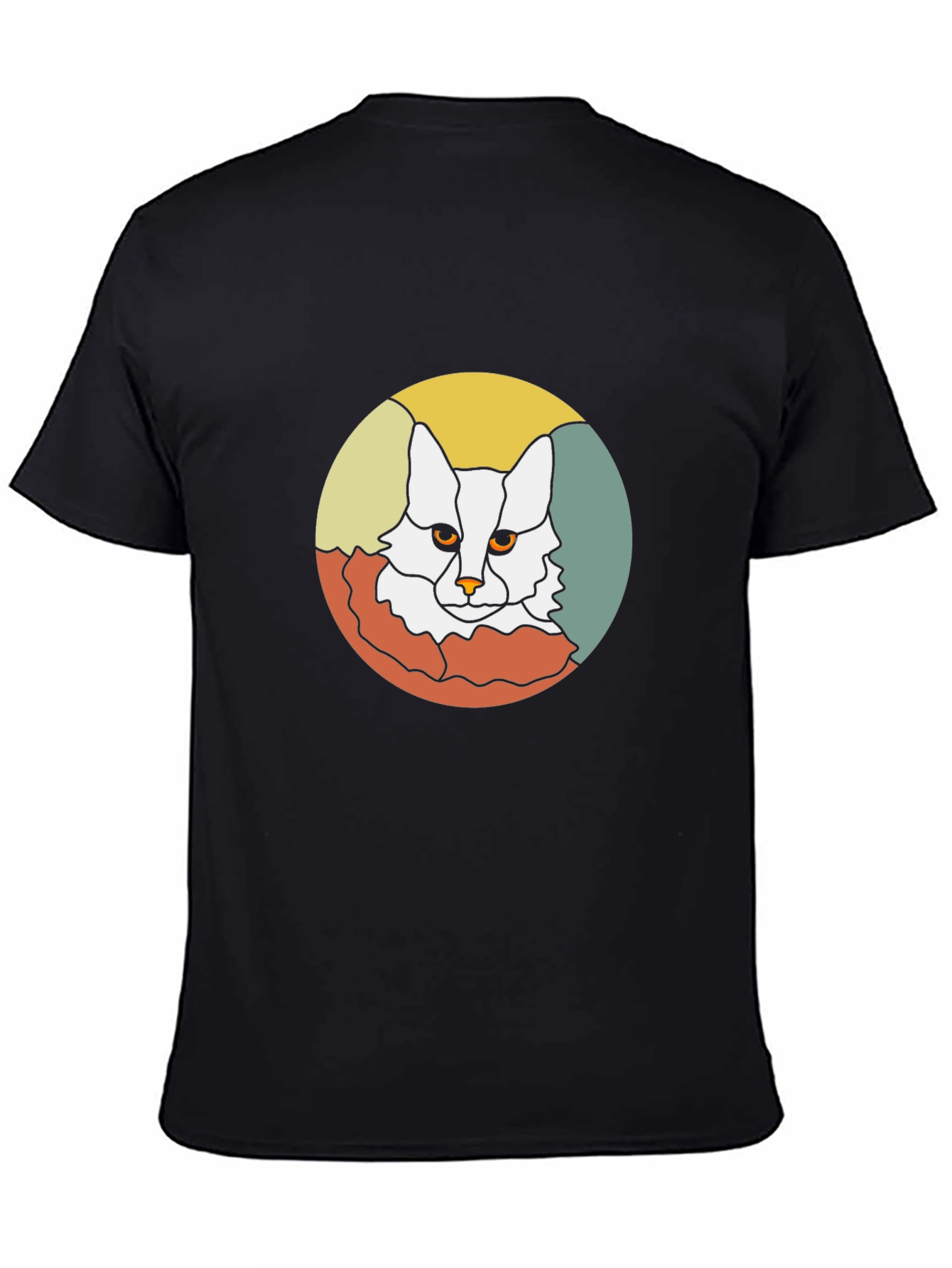Retro Cat Graphic Tee - Black Cotton T-Shirt