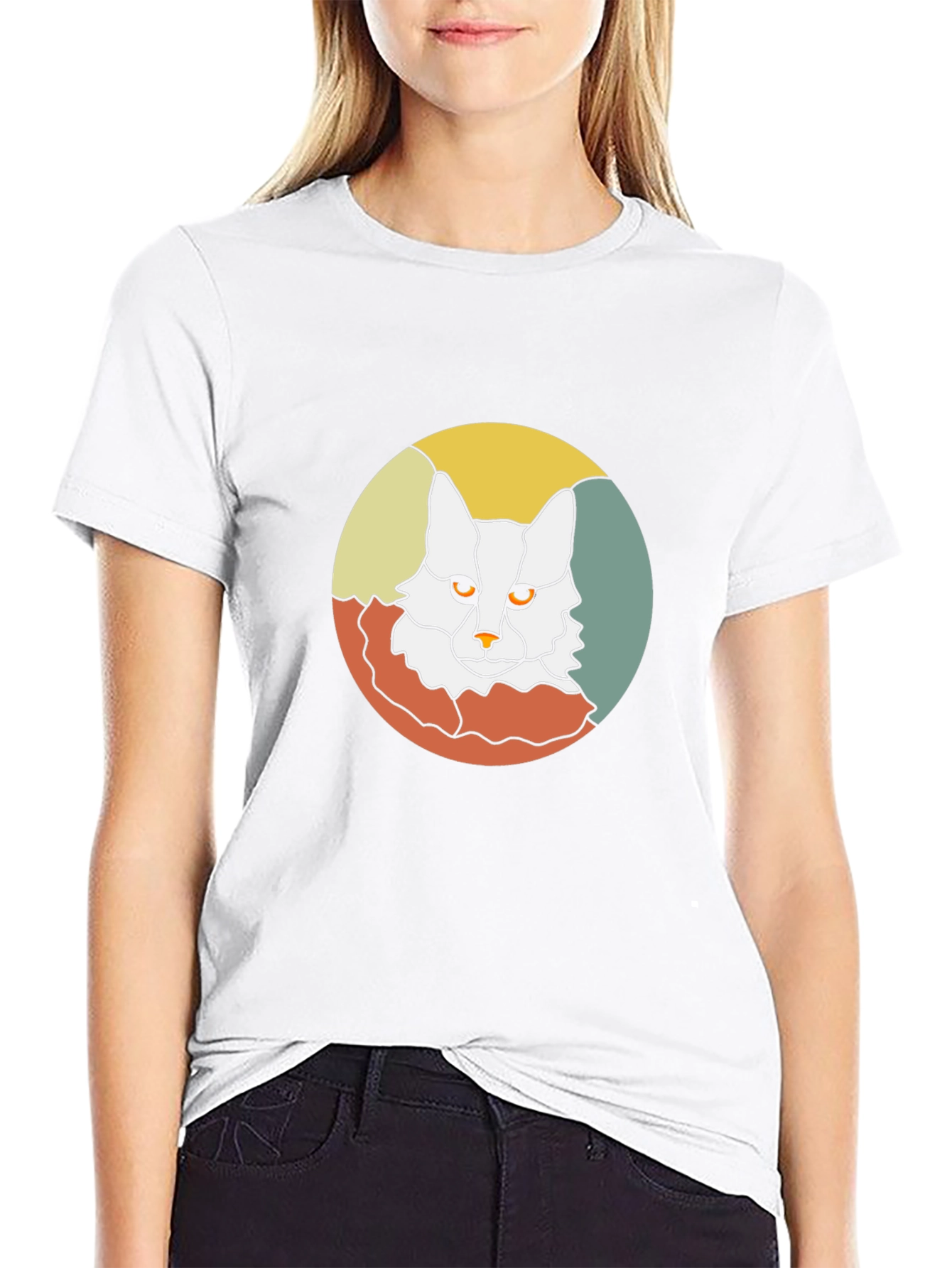 Retro Cat Graphic Tee - Black Cotton T-Shirt