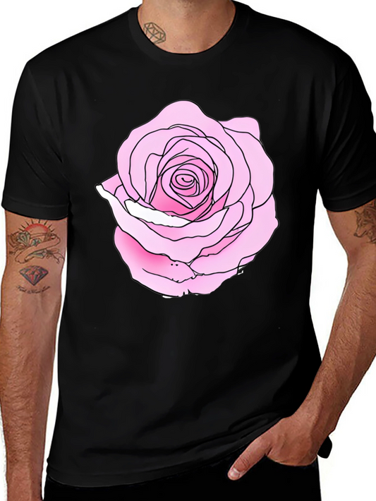 Rose Graphic Black Tee - Casual Style