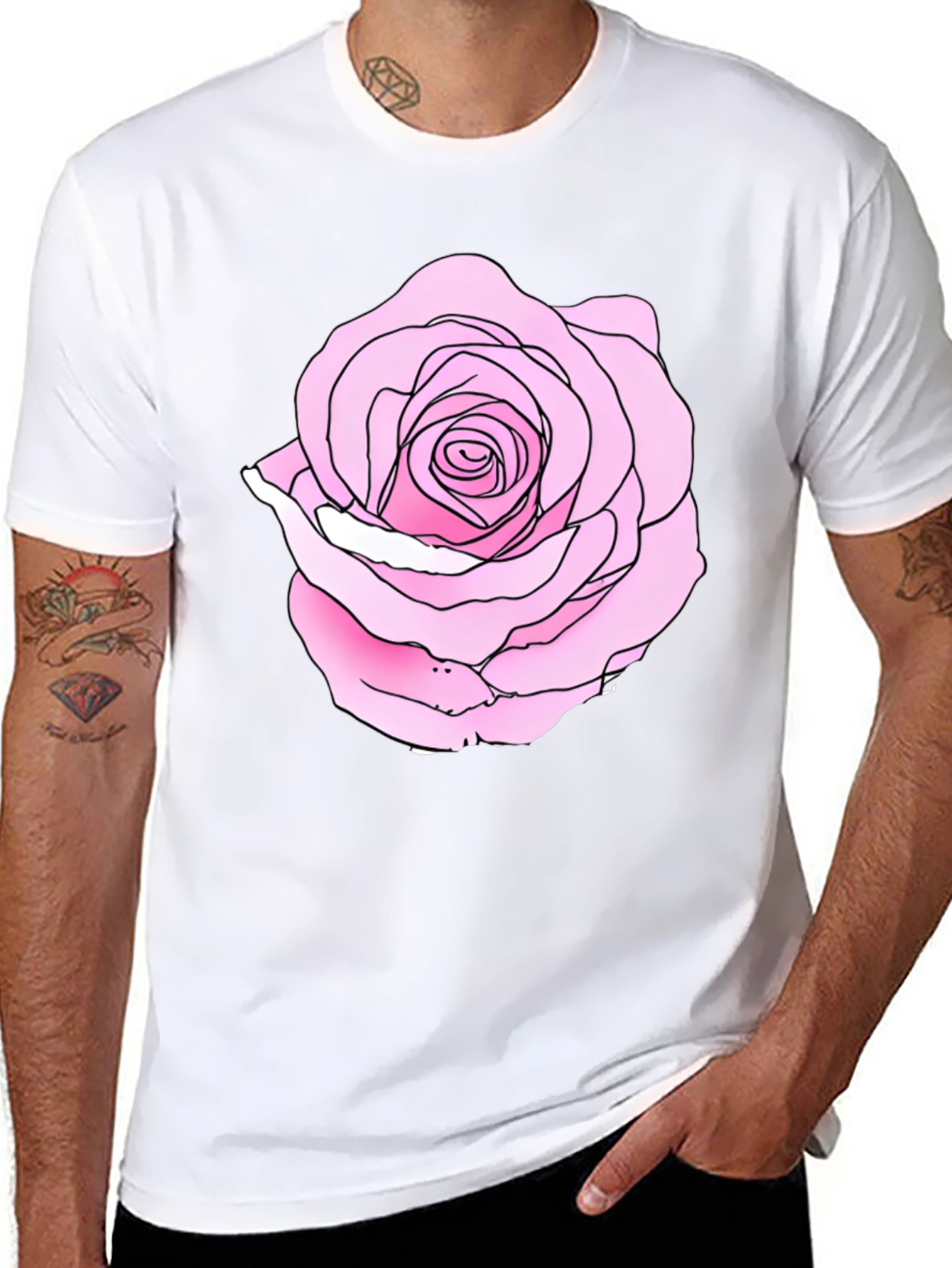 Rose Graphic Black Tee - Casual Style