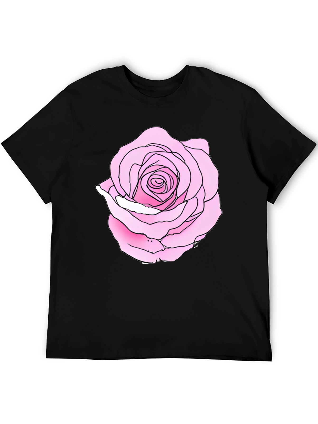Rose Graphic Black Tee - Casual Style