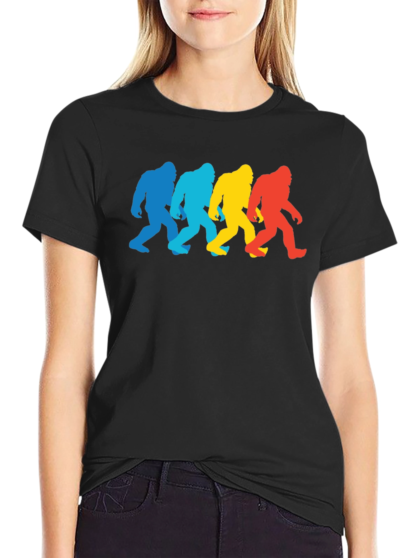 Retro Bigfoot Silhouette Graphic Tee - Black