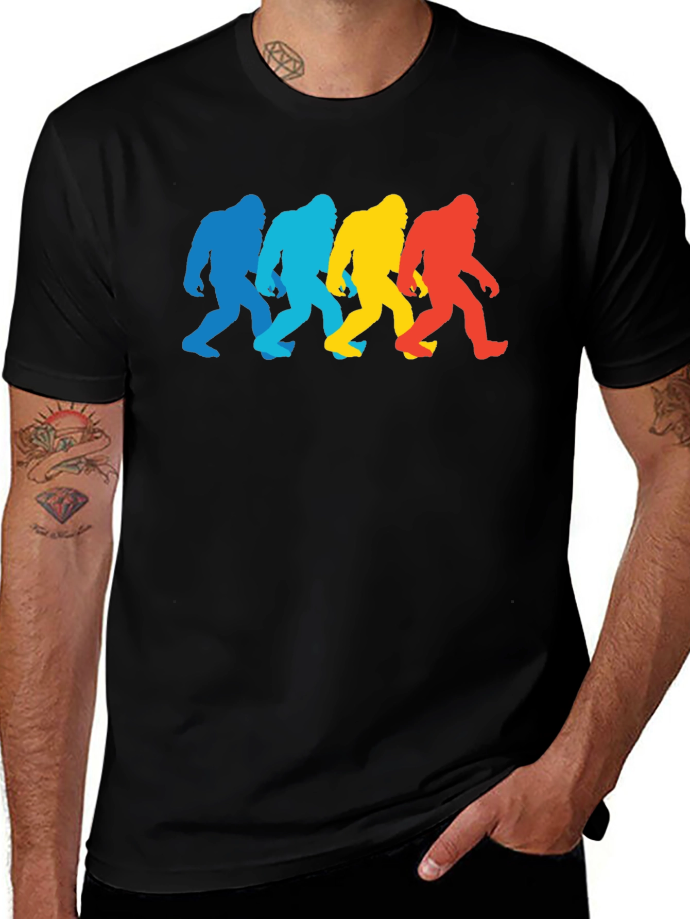 Retro Bigfoot Silhouette Graphic Tee - Black