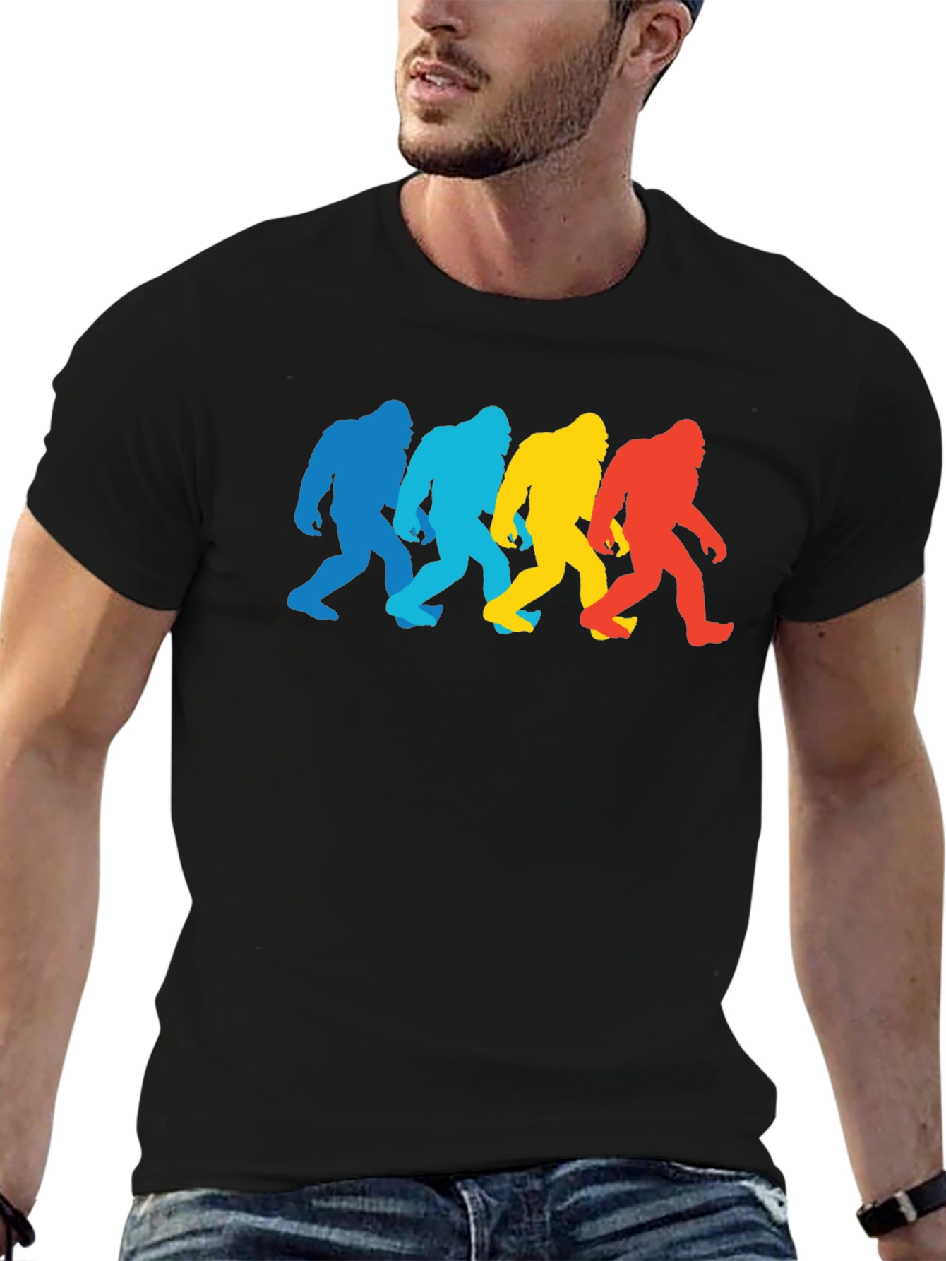 Retro Bigfoot Silhouette Graphic Tee - Black