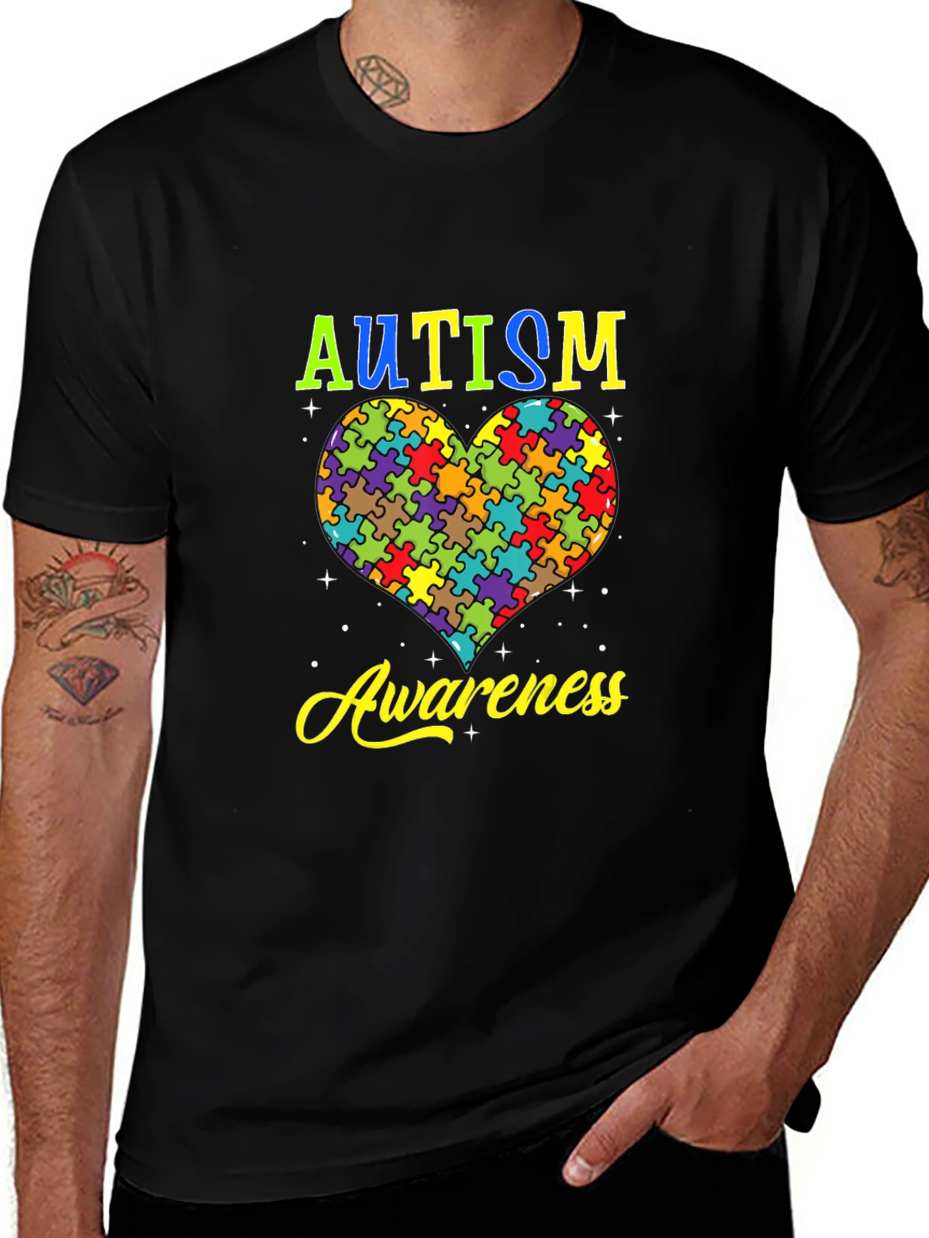 Autism Awareness Heart Puzzle Graphic T-Shirt