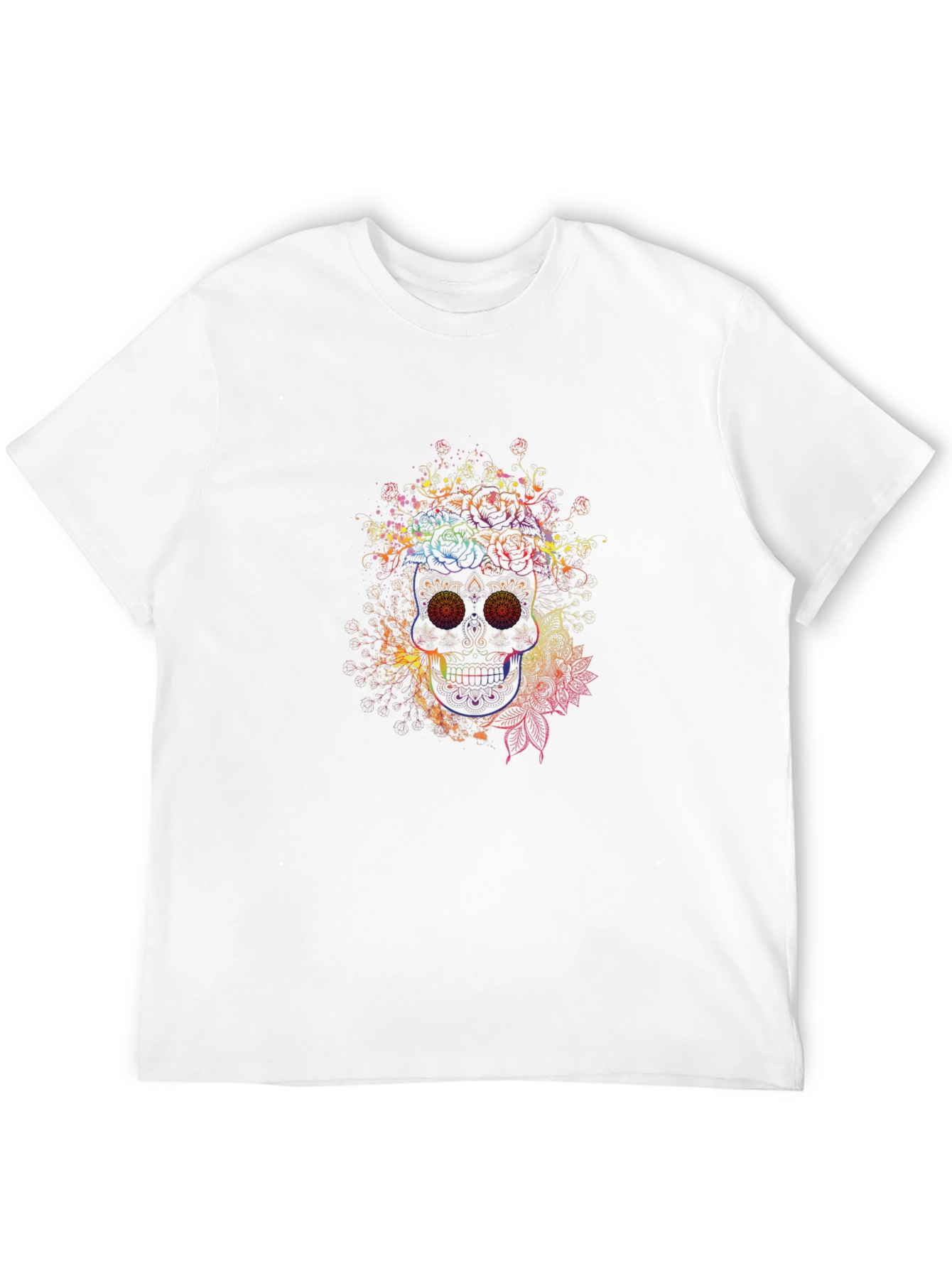 Rainbow Skull Graphic Tee - Mens Black T-Shirt