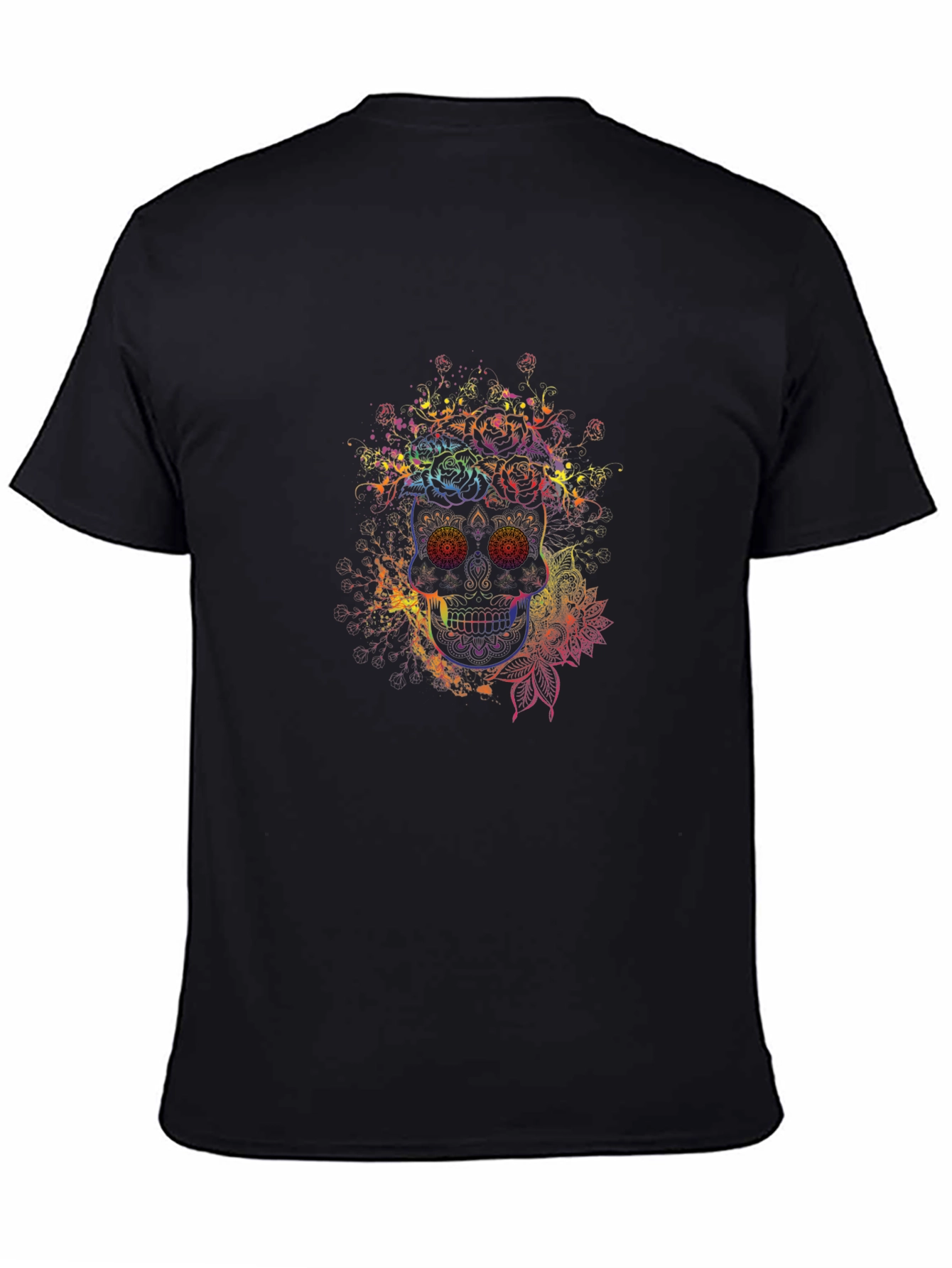 Rainbow Skull Graphic Tee - Mens Black T-Shirt