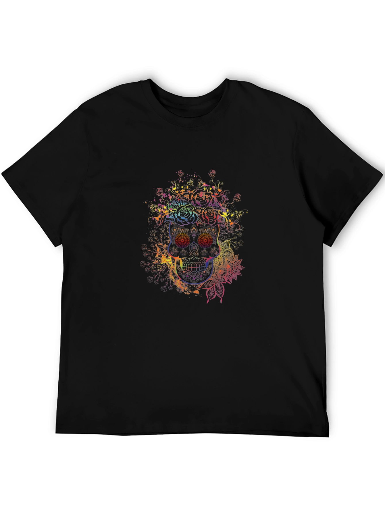 Rainbow Skull Graphic Tee - Mens Black T-Shirt