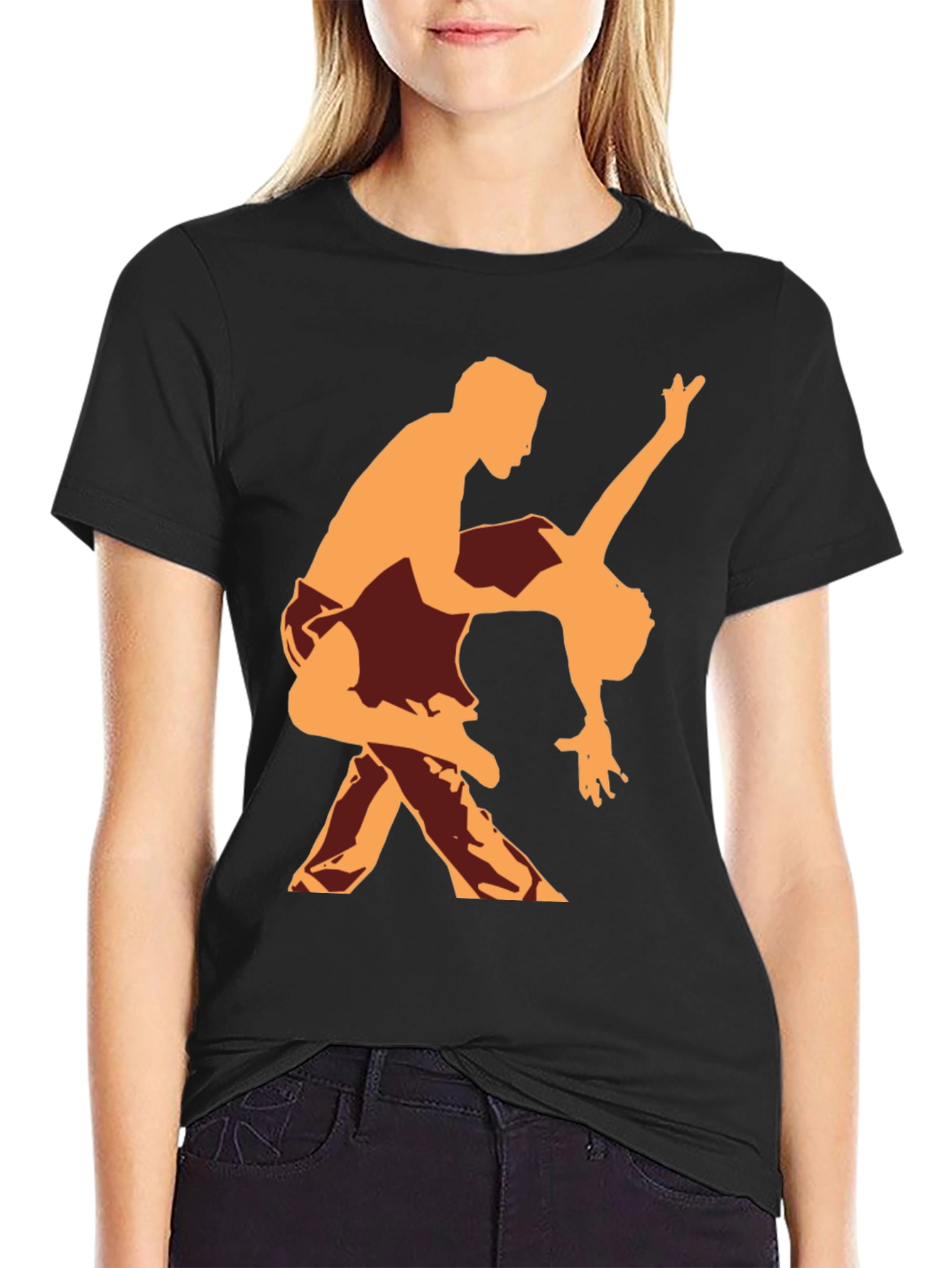 Dancing Silhouette Graphic Tee - Black