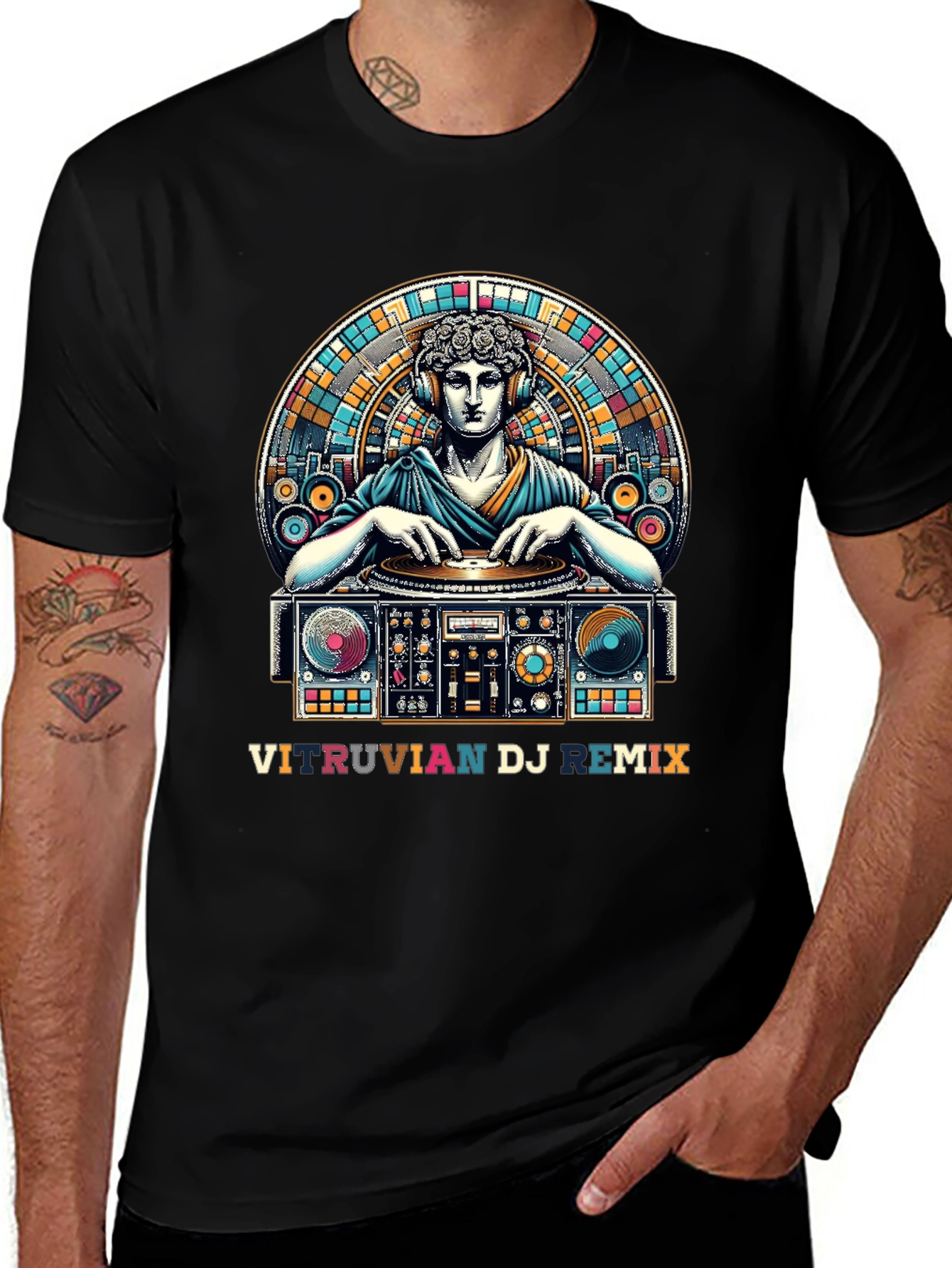 Vitruvian DJ Remix Graphic Tee