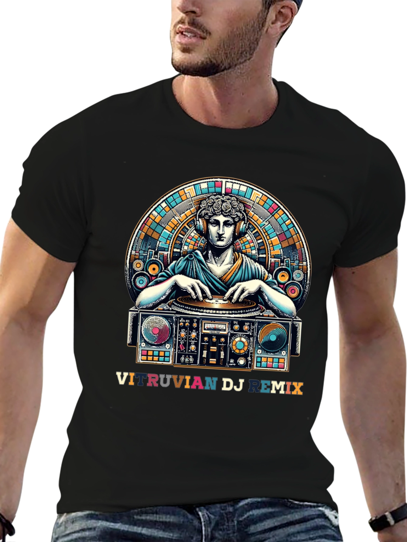 Vitruvian DJ Remix Graphic Tee