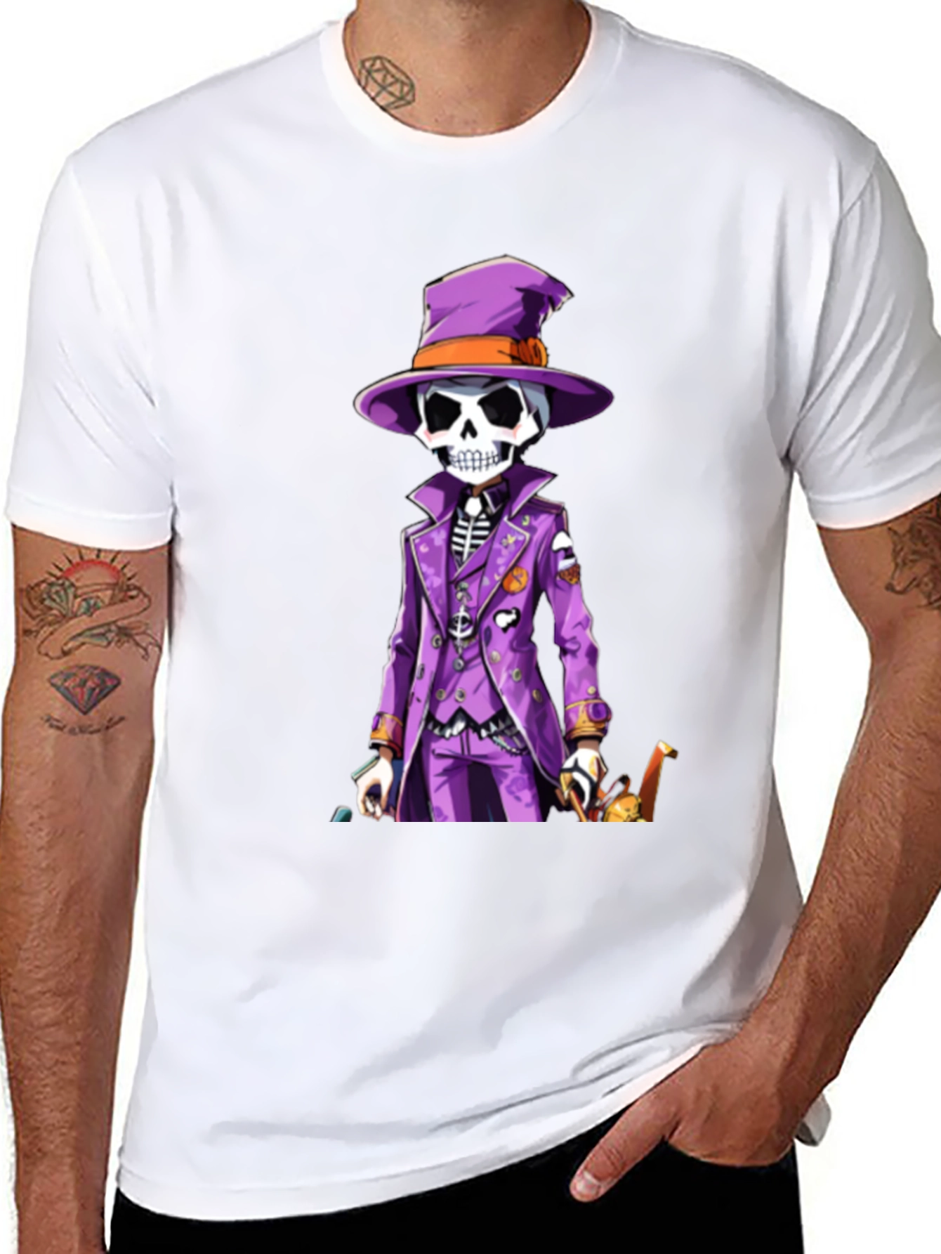 Skeleton in Purple Suit T-Shirt