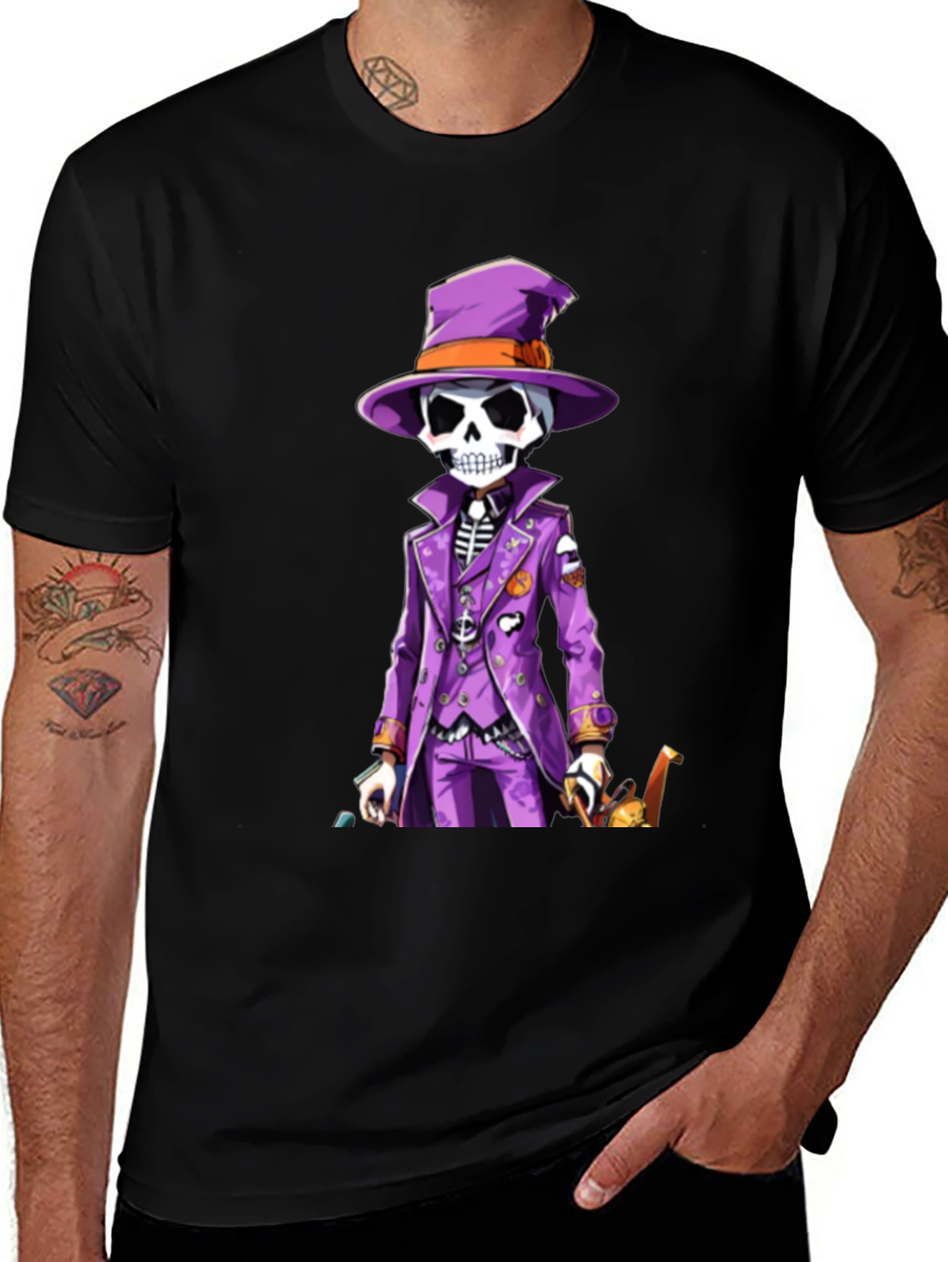Skeleton in Purple Suit T-Shirt