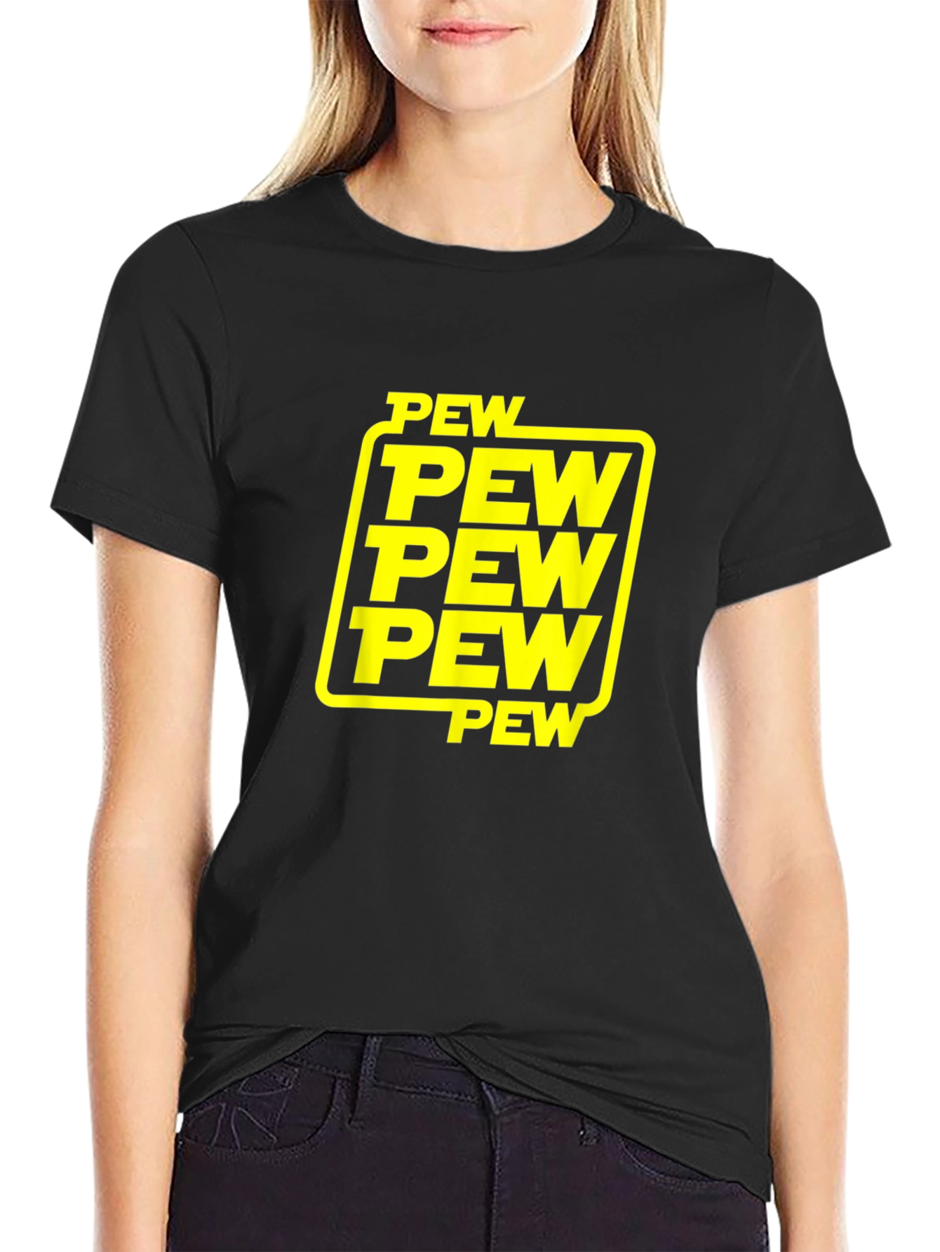 Pew Pew Pew Graphic T-Shirt - Black Cotton Tee