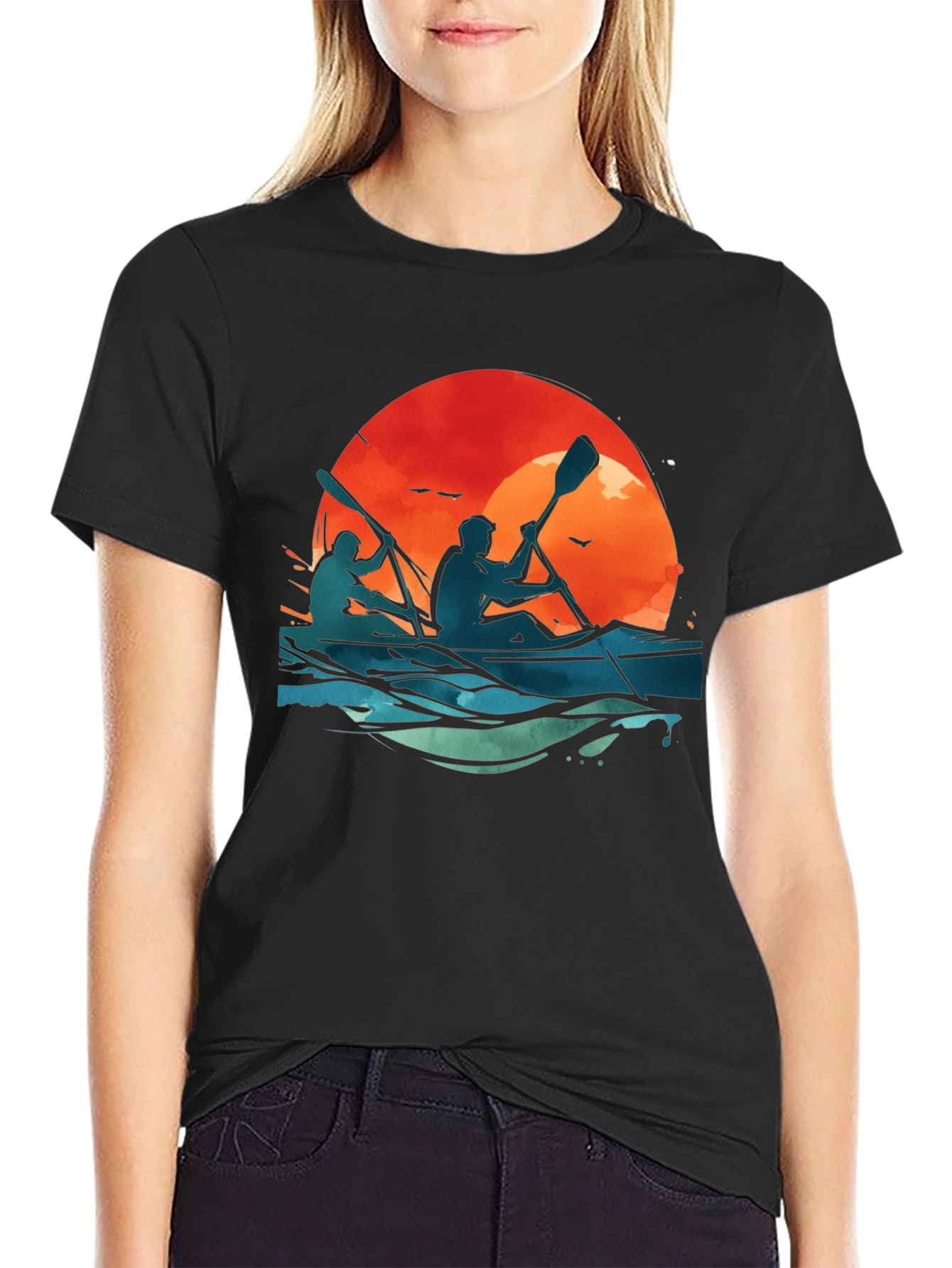Kayaking Sunset Graphic Tee